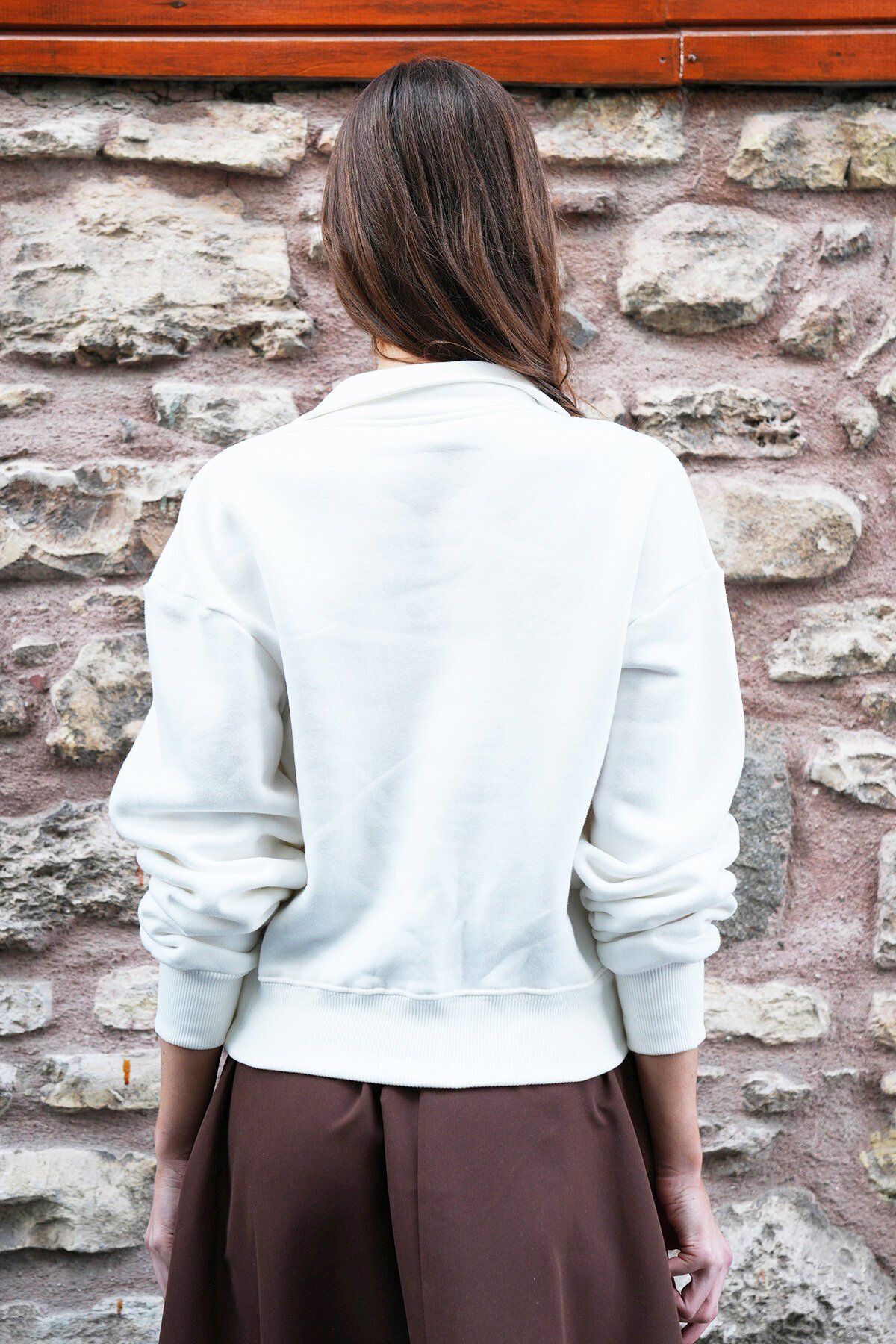 Polo Yaka İçi Şardonlu 3 İplik Sweatshirt