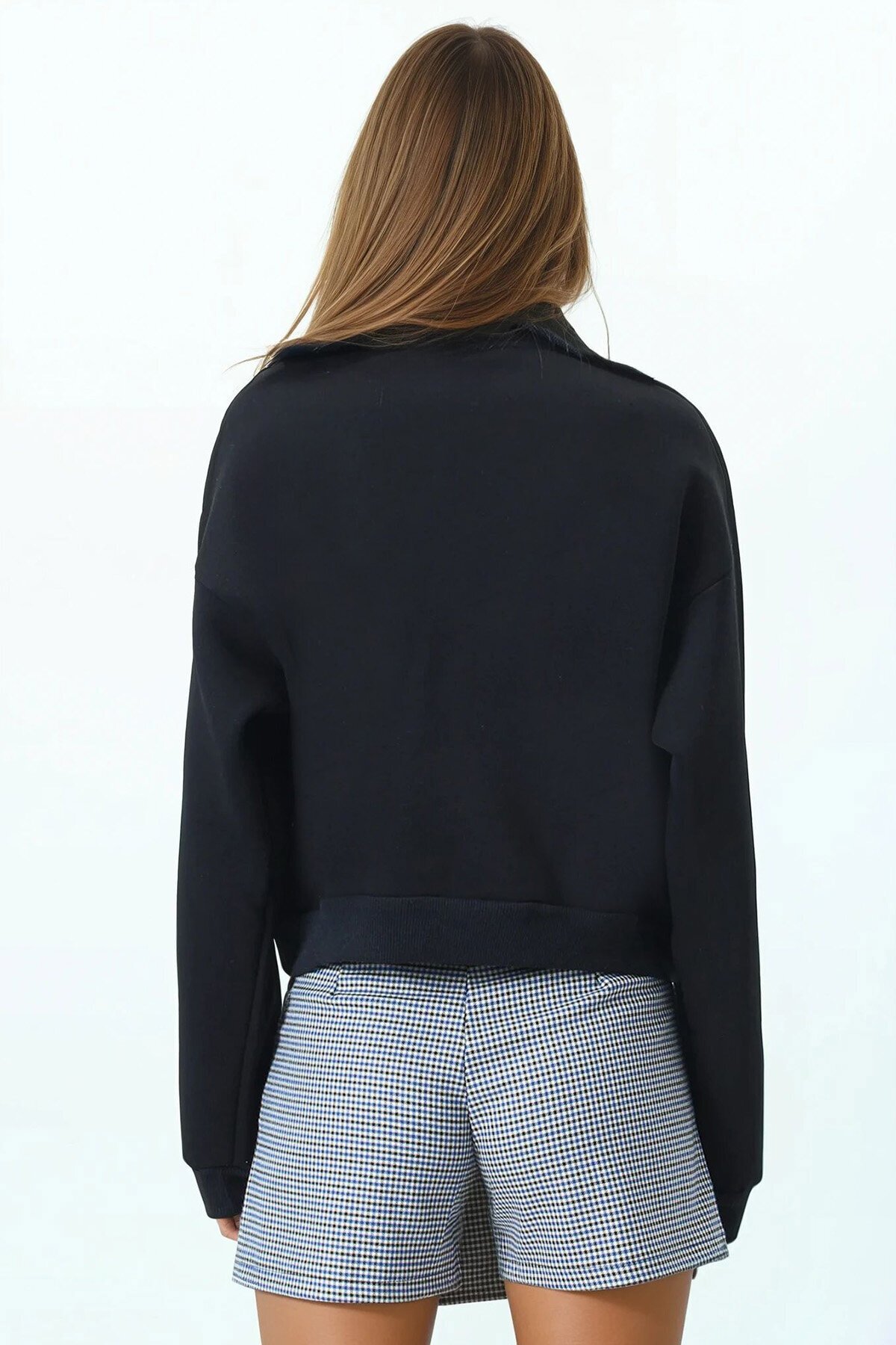 Polo Yaka Yarım Fermuarlı Sweatshirt