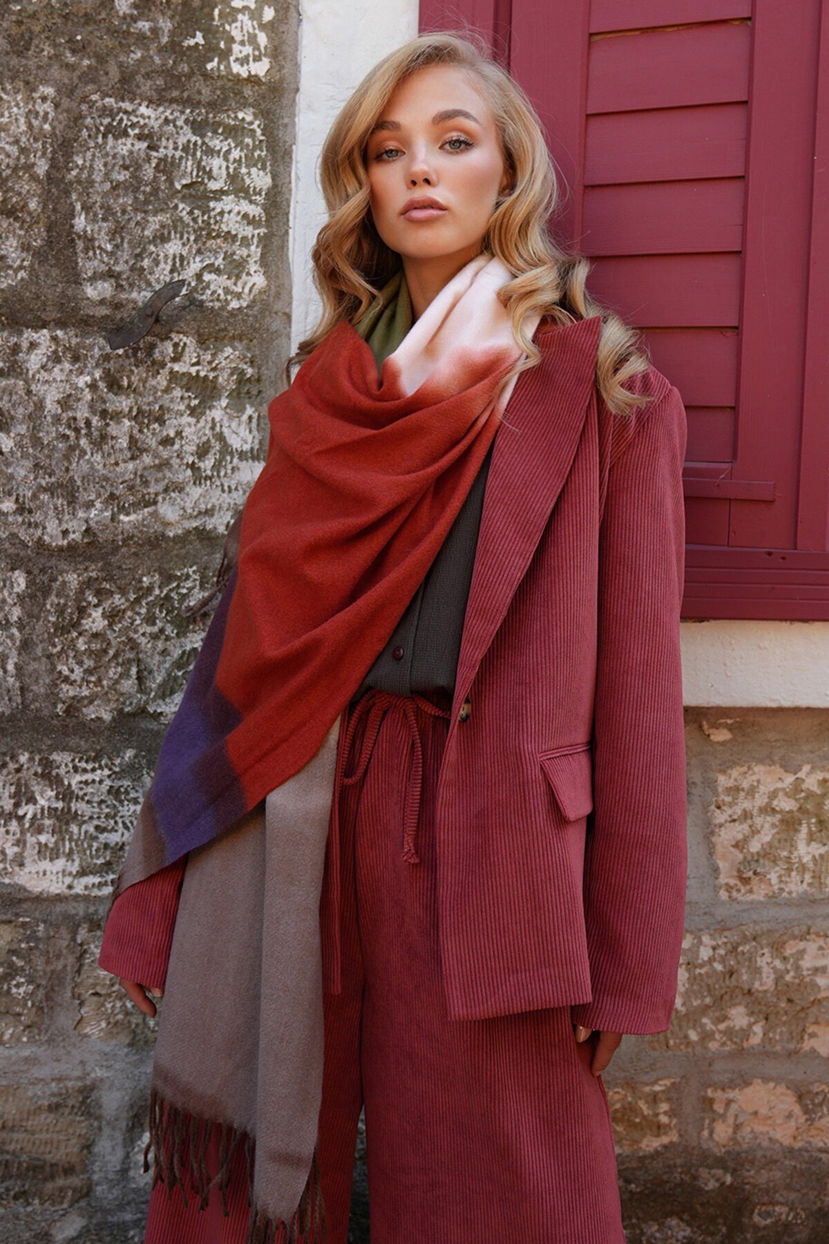 Renk Geçişli Uzun Kışlık Şal