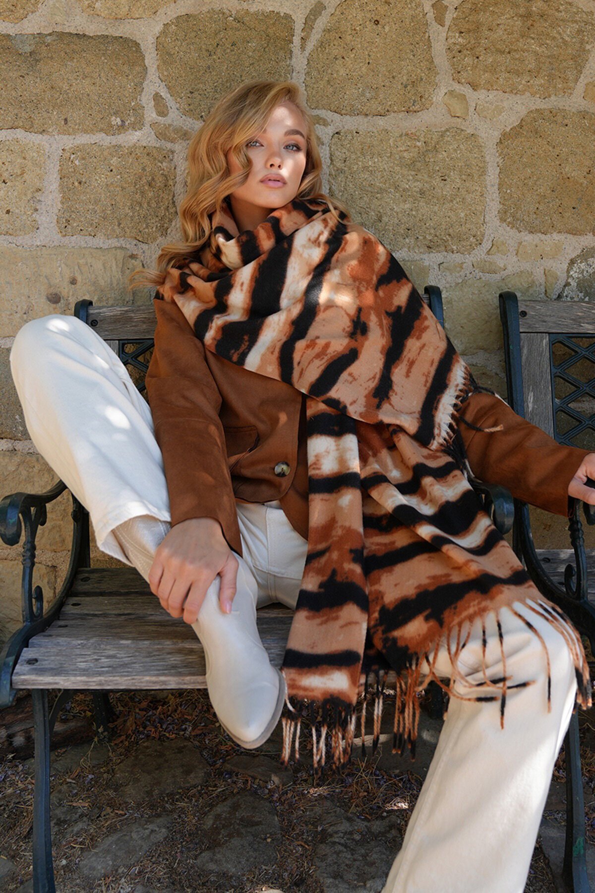 Renk Geçişli Uzun Kışlık Şal