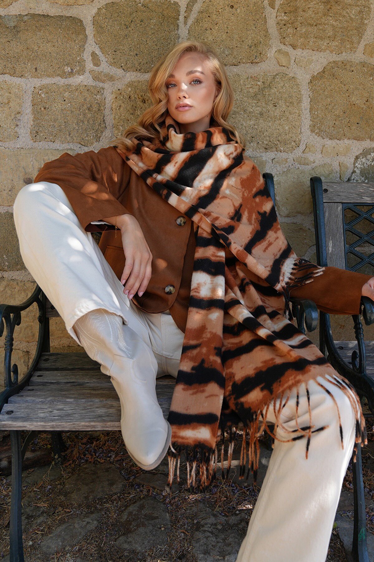 Renk Geçişli Uzun Kışlık Şal