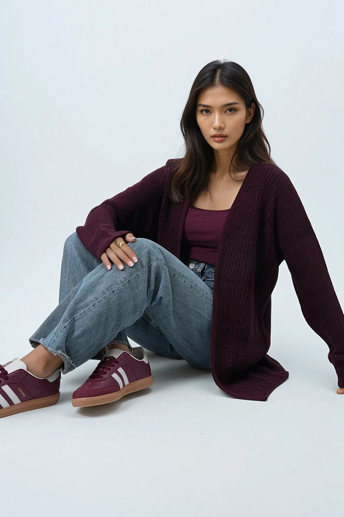 Selanik Örgü Uzun Basic Hırka