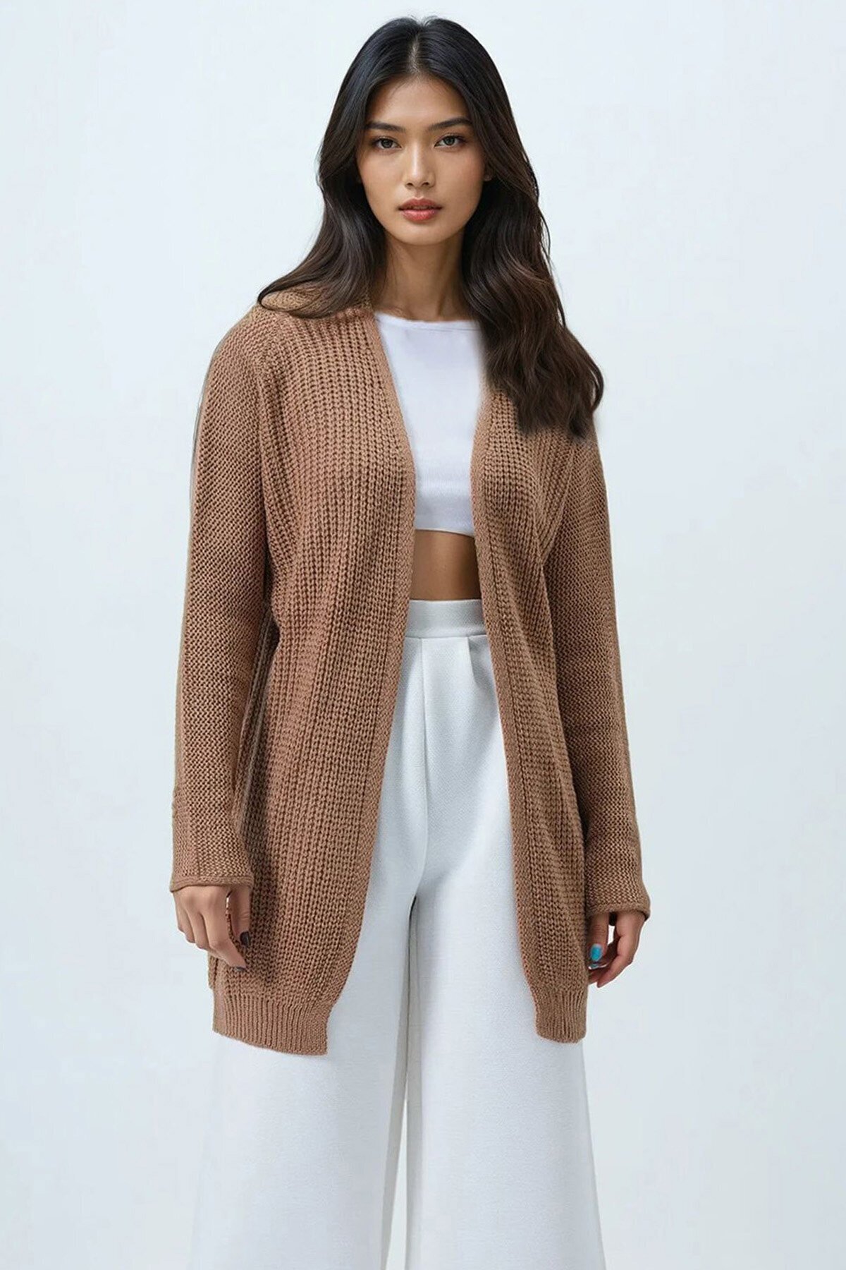 Selanik Örgü Uzun Basic Hırka