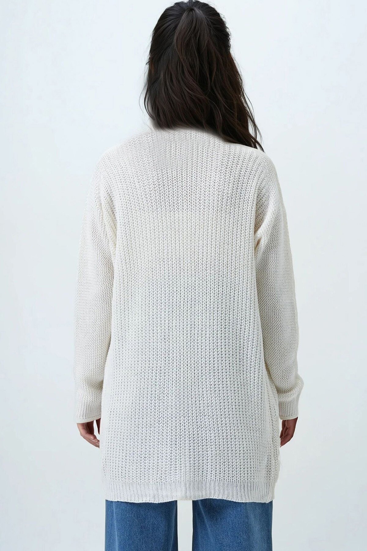 Selanik Örgü Uzun Basic Hırka