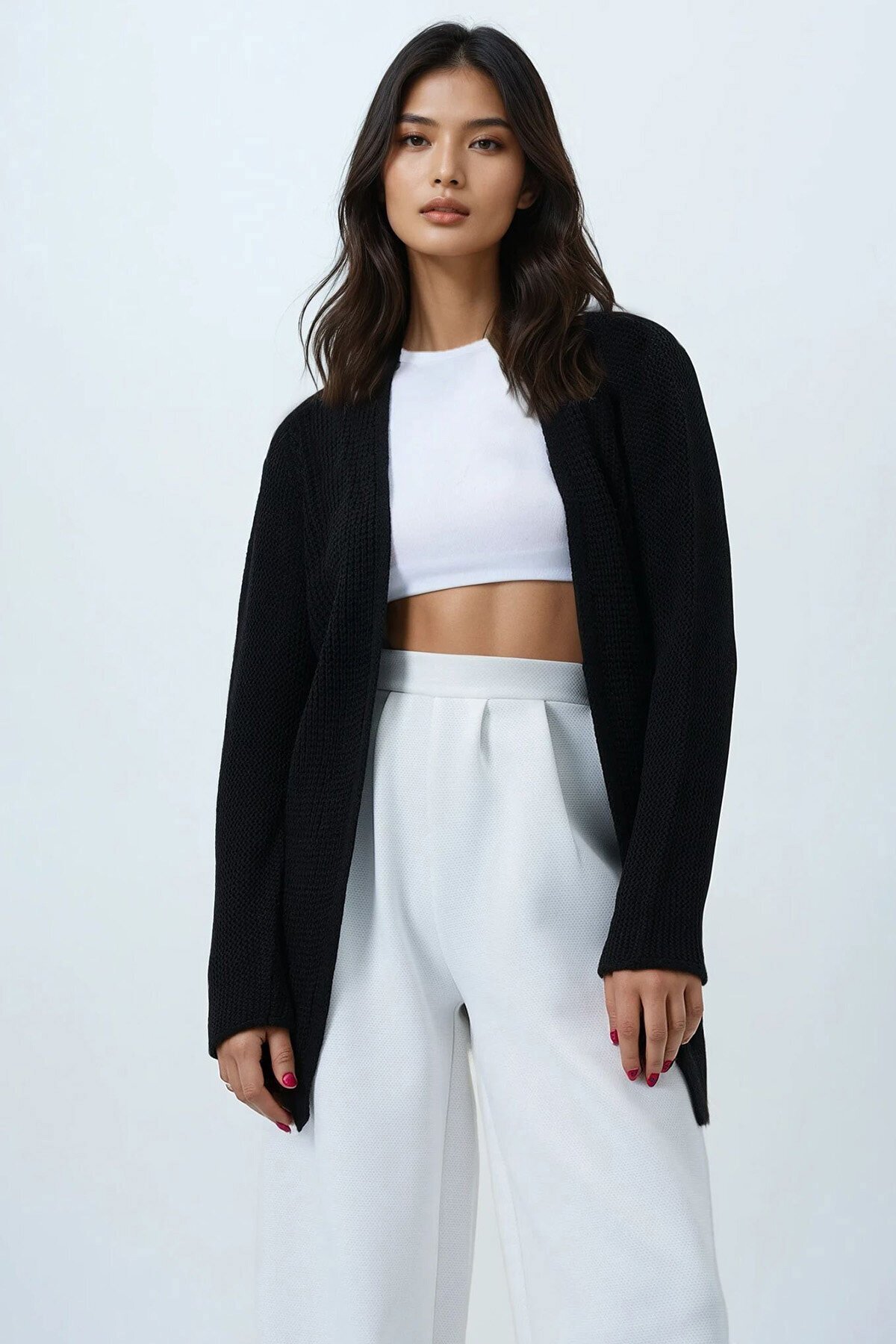 Selanik Örgü Uzun Basic Hırka