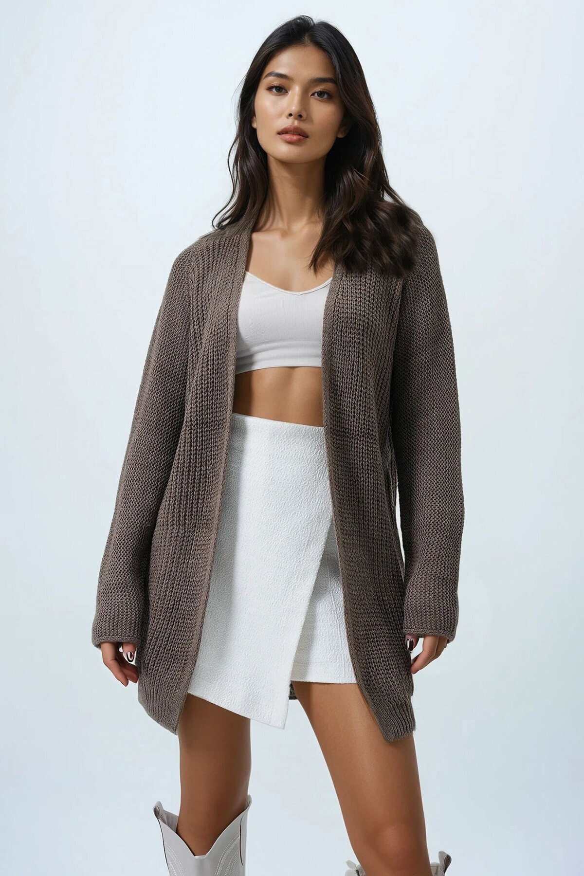 Selanik Örgü Uzun Basic Hırka