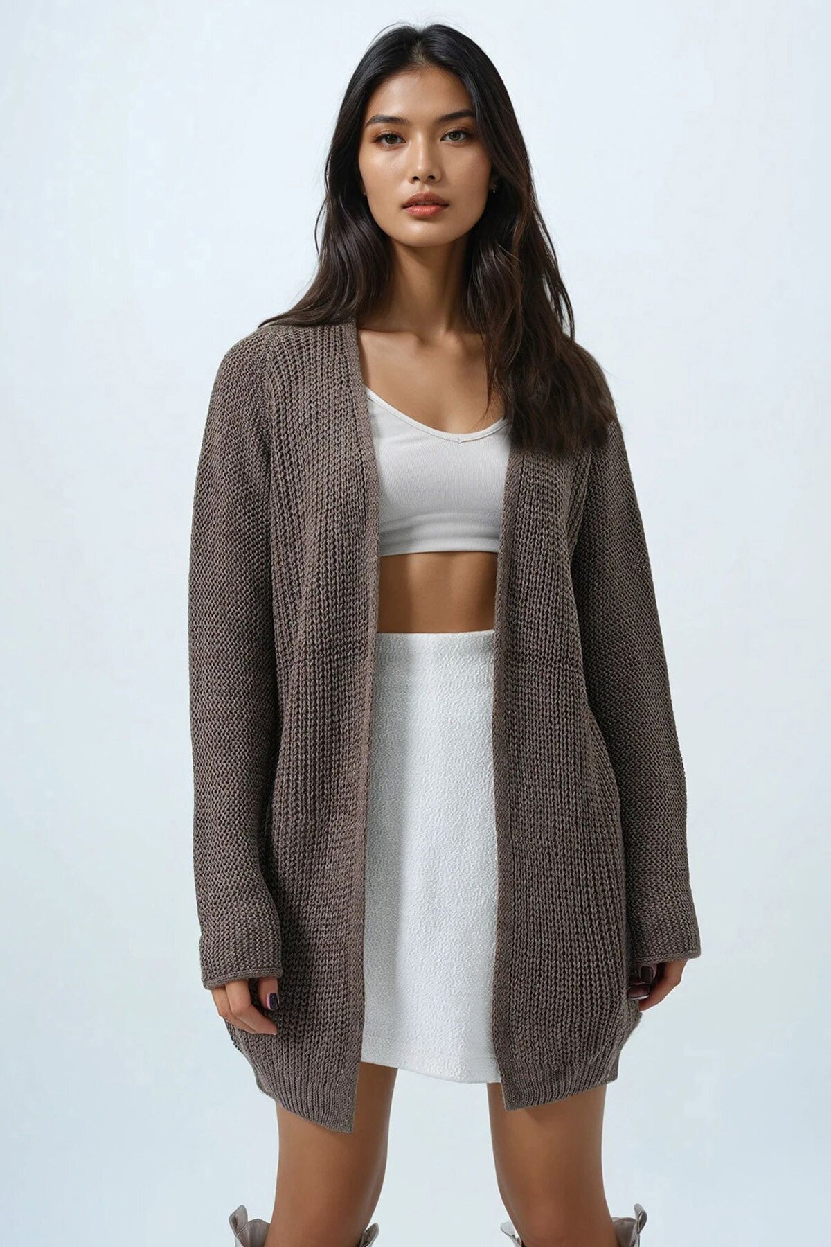 Selanik Örgü Uzun Basic Hırka