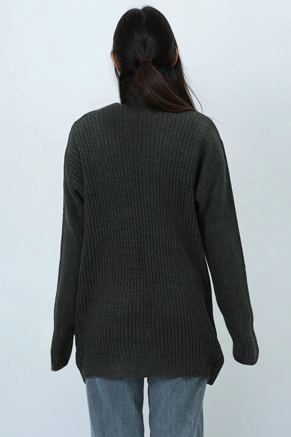 Selanik Örgü Uzun Basic Hırka