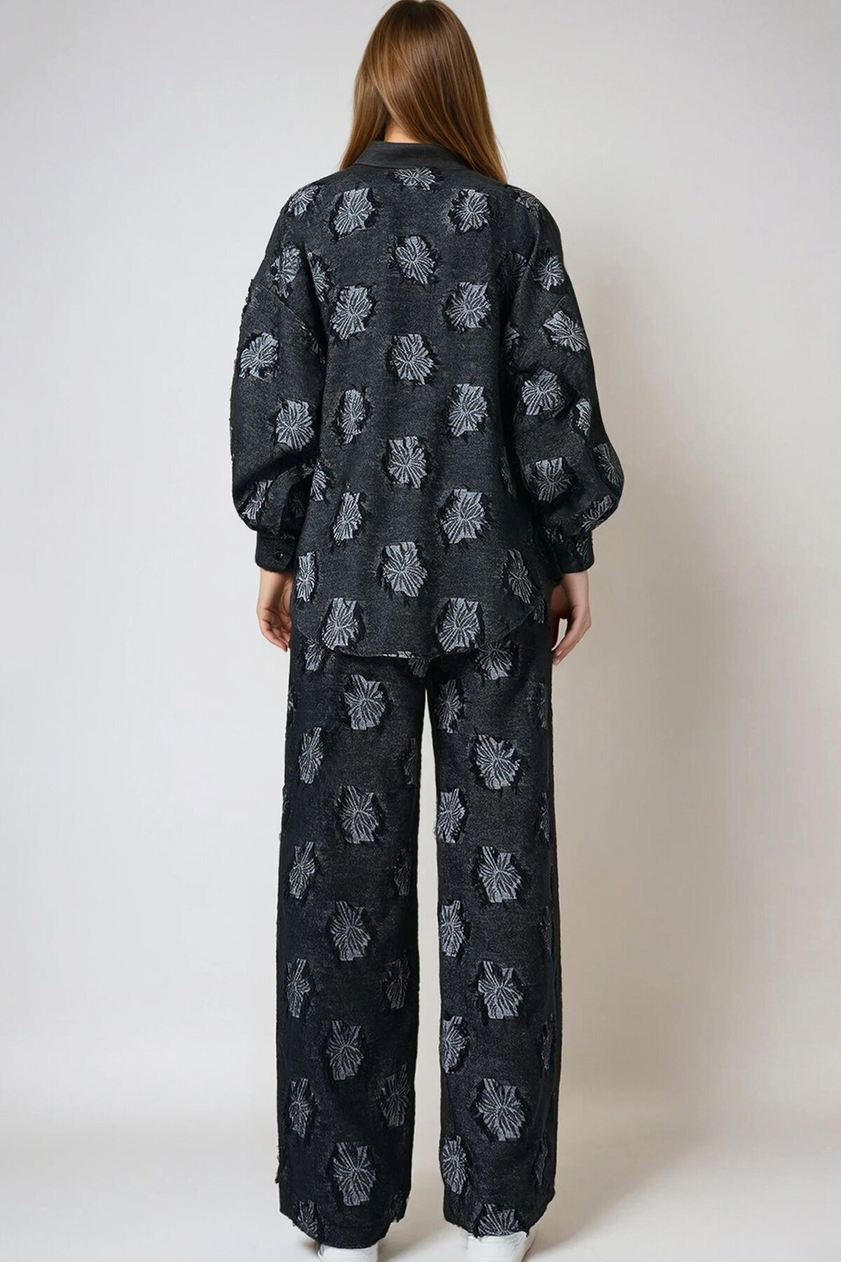 Püsküllü Oversize Gömlek Ve Beli Lastikli Pantolon Dokuma İkili Takım