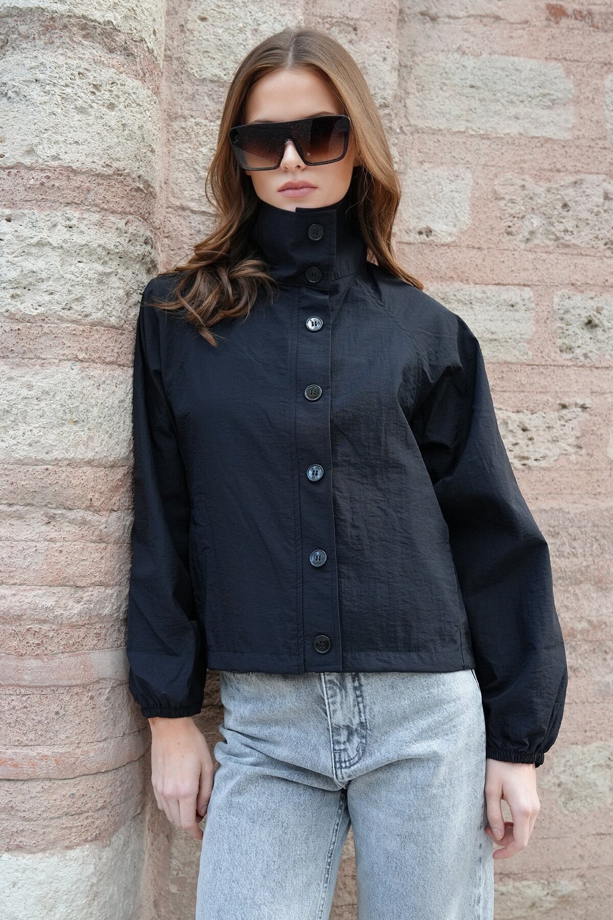 Su İtici Dik Yaka Bomber Ceket