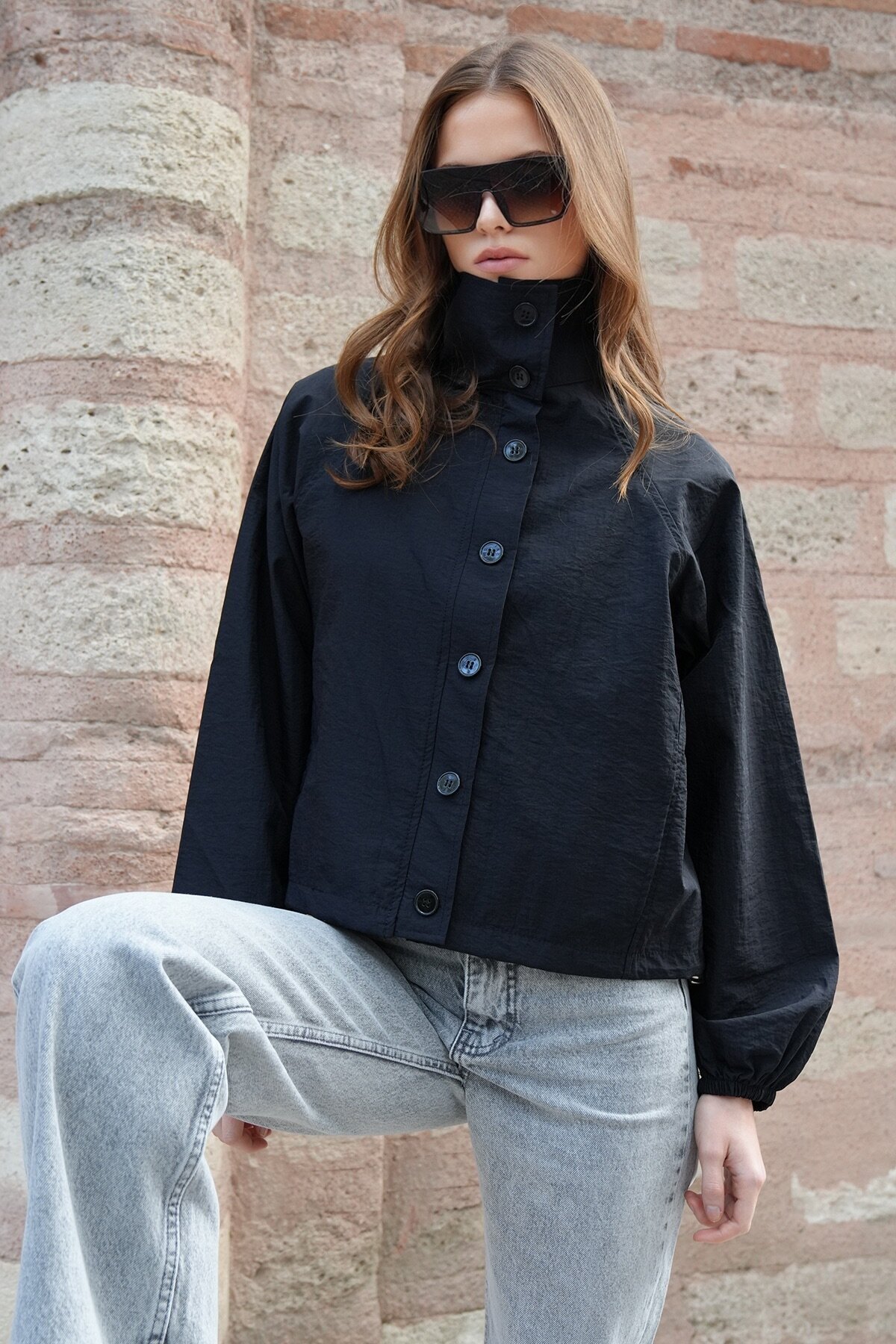 Su İtici Dik Yaka Bomber Ceket