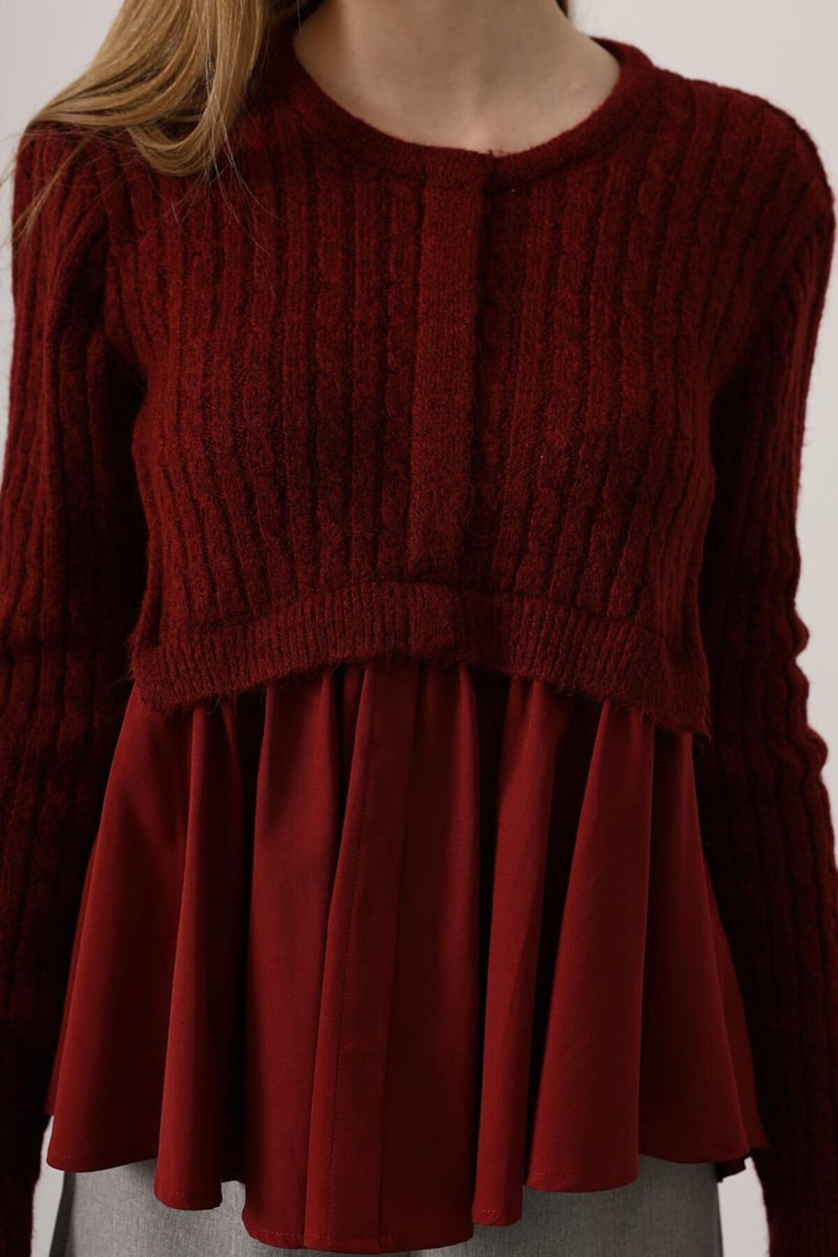 Triko Panel Detaylı Katmanlı Bluz