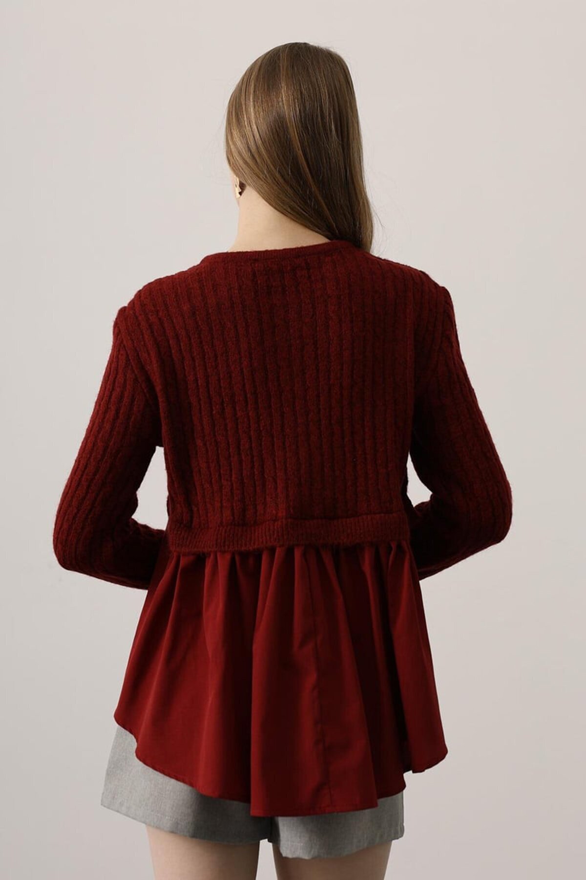 Triko Panel Detaylı Katmanlı Bluz