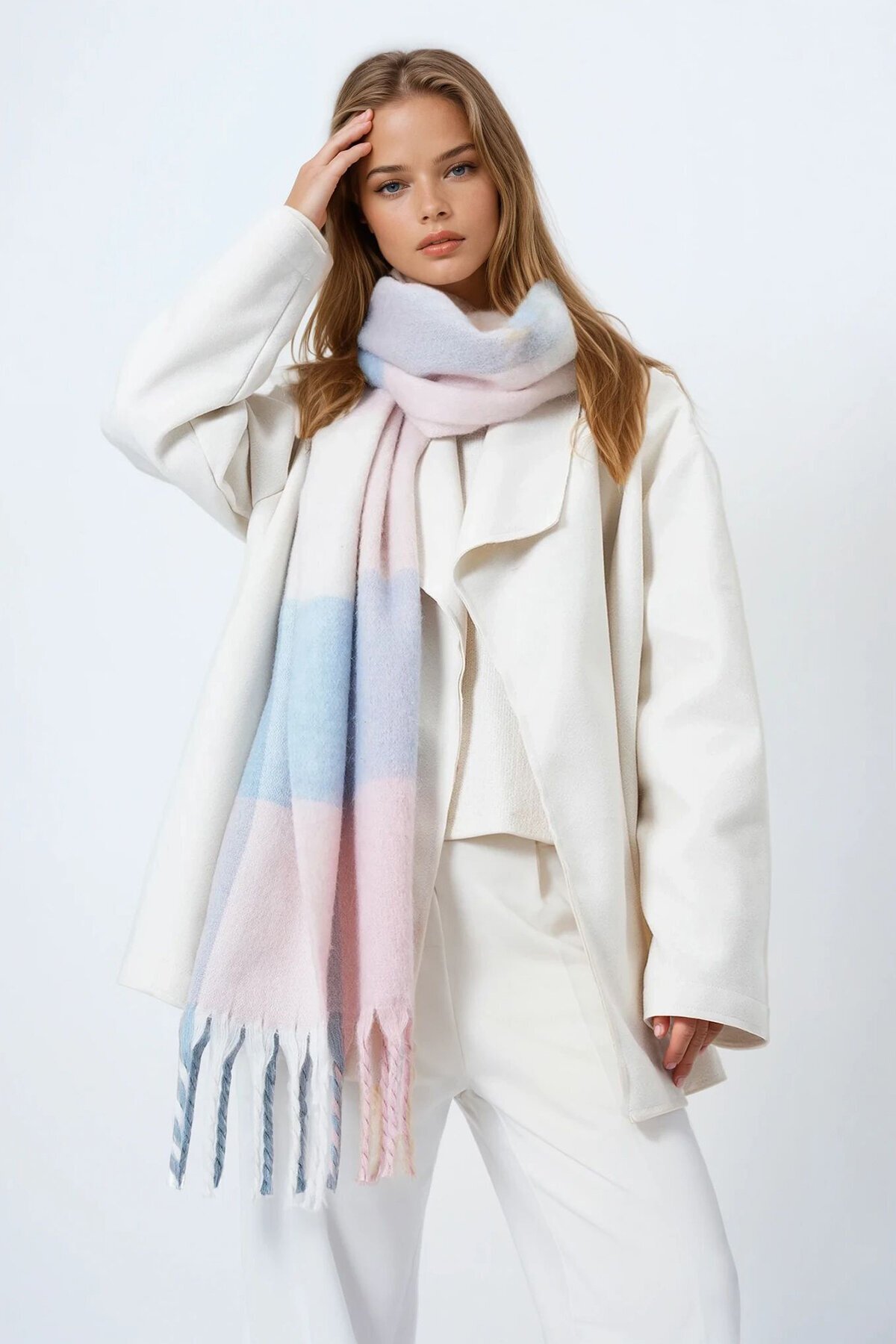 Ucu Püsküllü Yumuşak Dokulu Şal