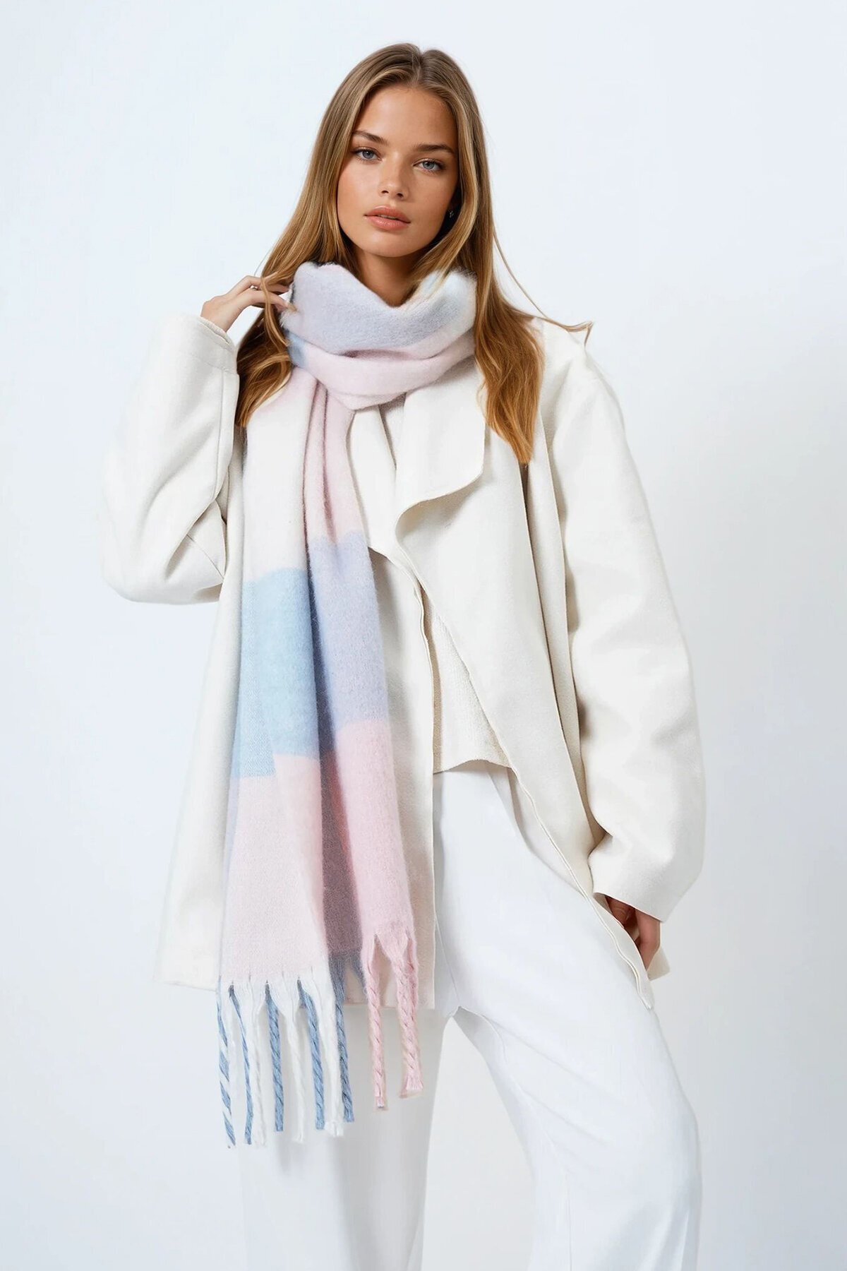 Ucu Püsküllü Yumuşak Dokulu Şal