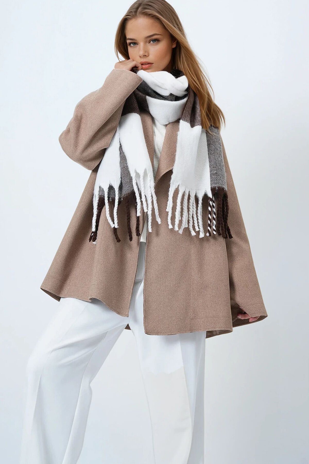 Ucu Püsküllü Yumuşak Dokulu Şal