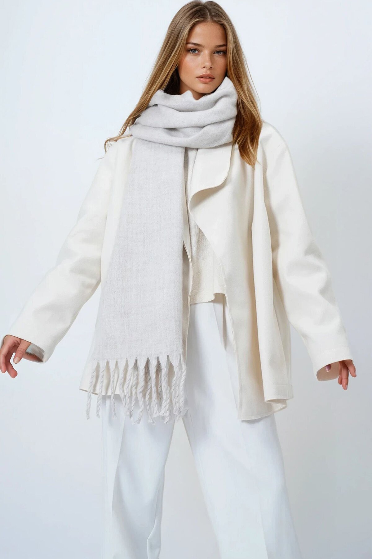 Ucu Püsküllü Yumuşak Dokulu Şal