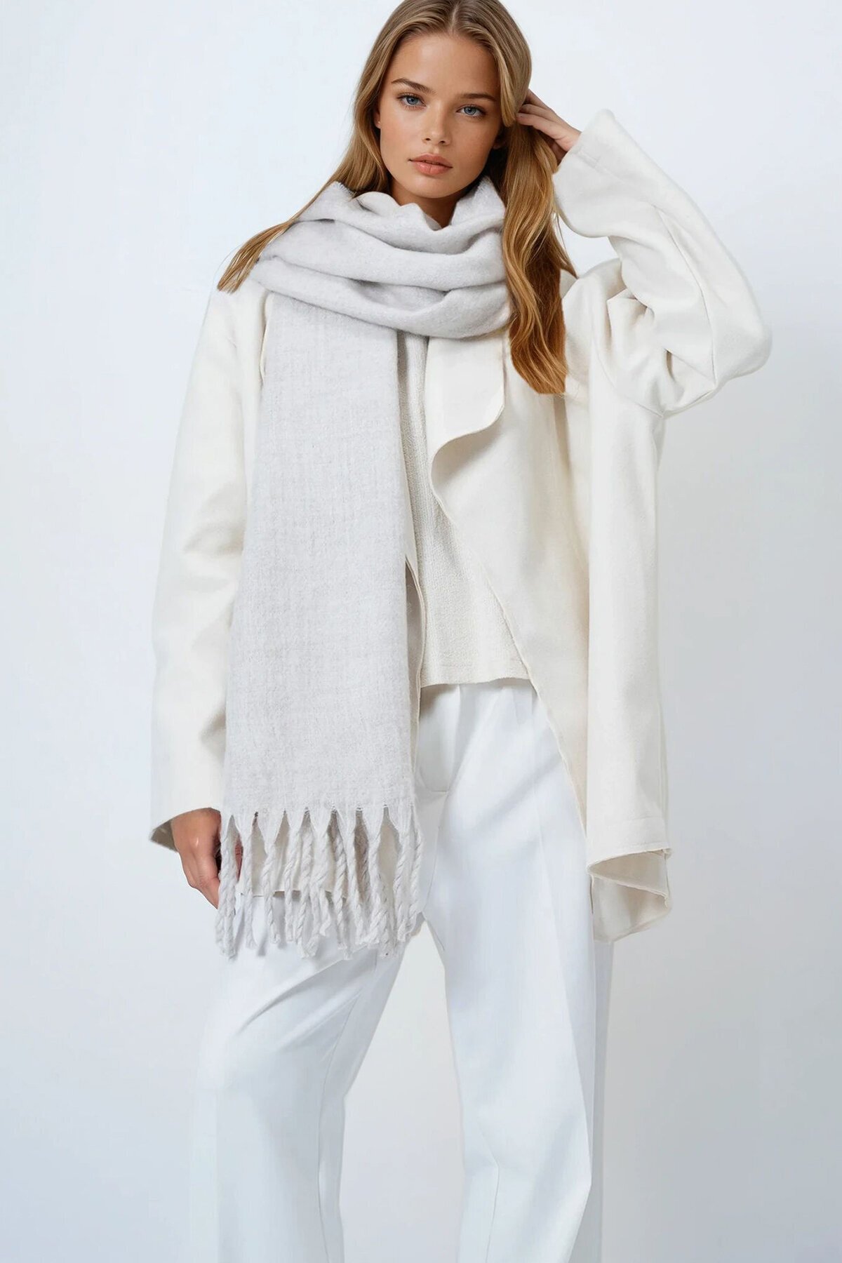 Ucu Püsküllü Yumuşak Dokulu Şal