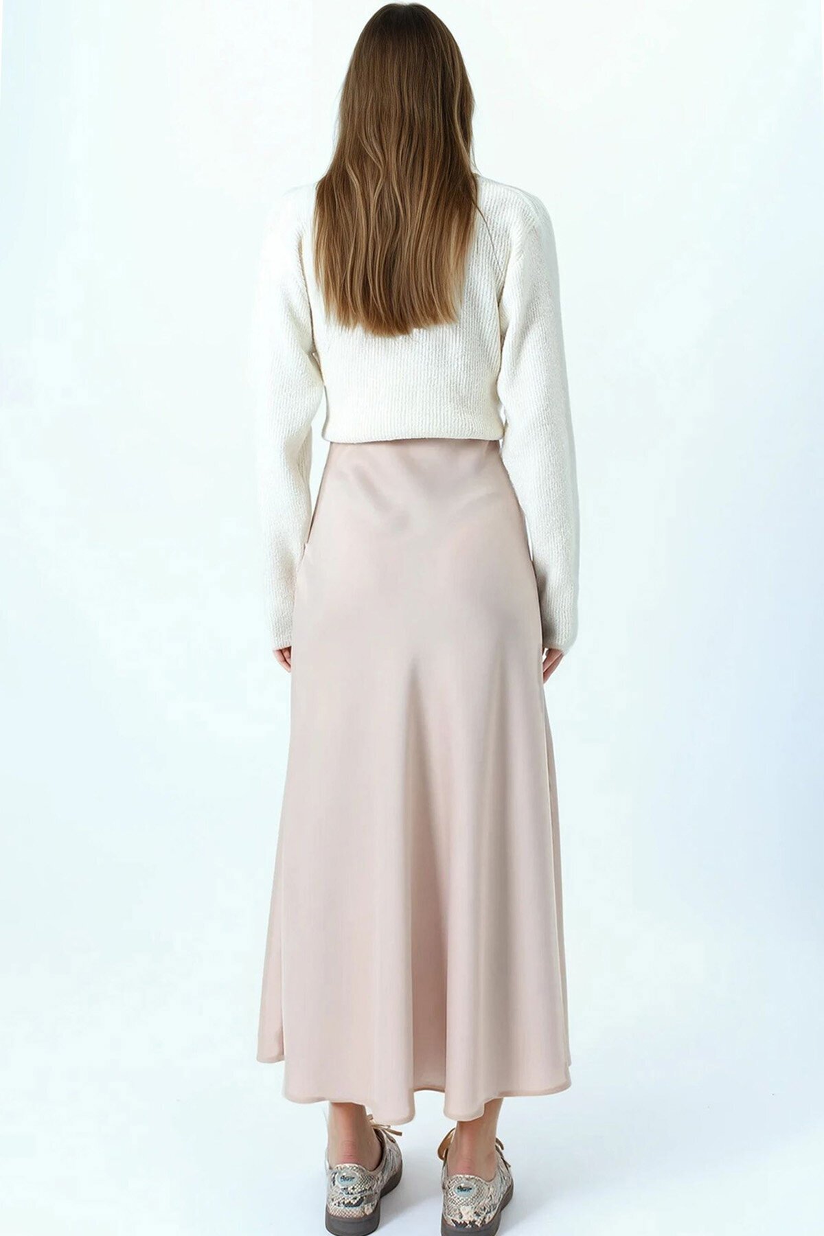 Yüksek Bel Basic Saten Etek