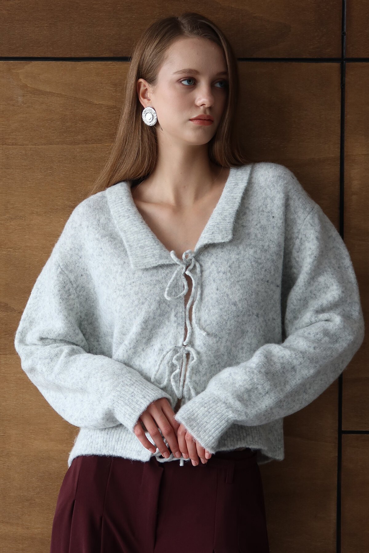 Bağlama Detaylı Polo Yaka Triko Hırka