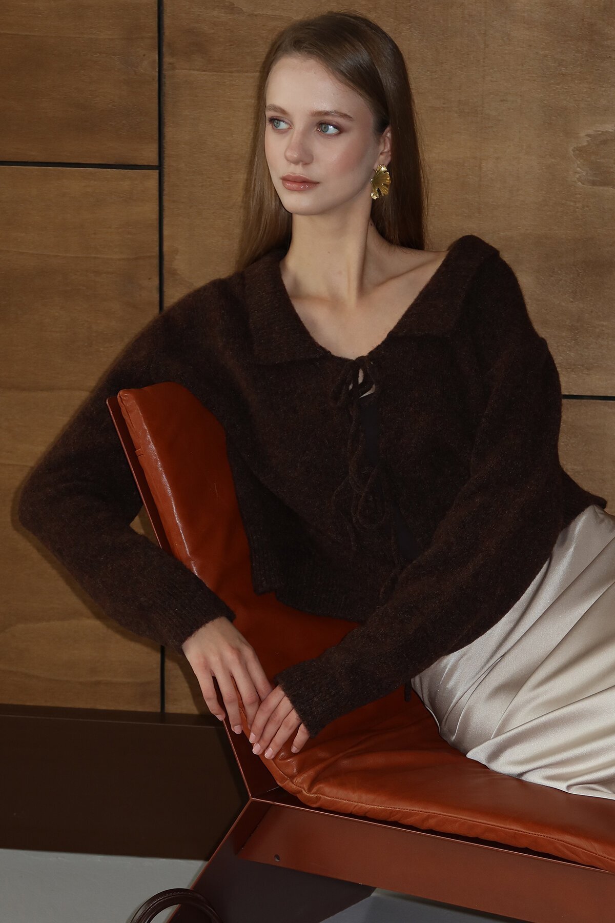 Bağlama Detaylı Polo Yaka Triko Hırka