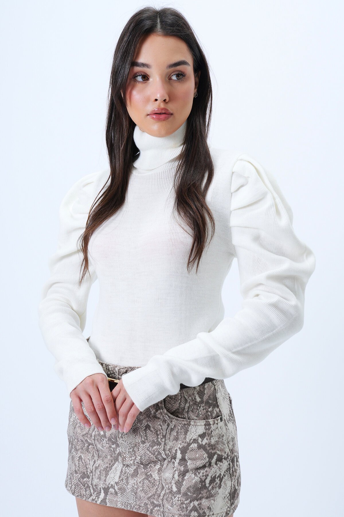 Balıkçı Yaka Prenses Kol Triko Kazak