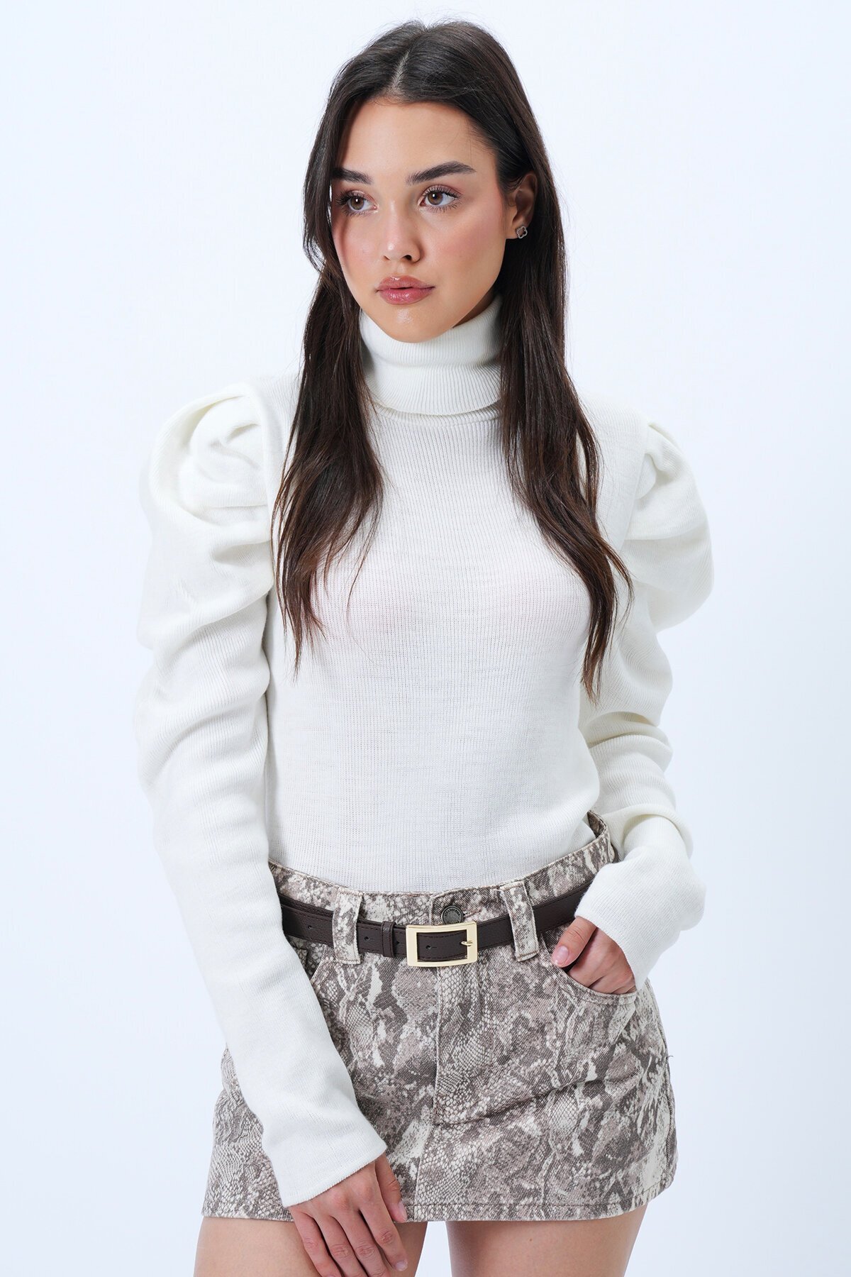 Balıkçı Yaka Prenses Kol Triko Kazak