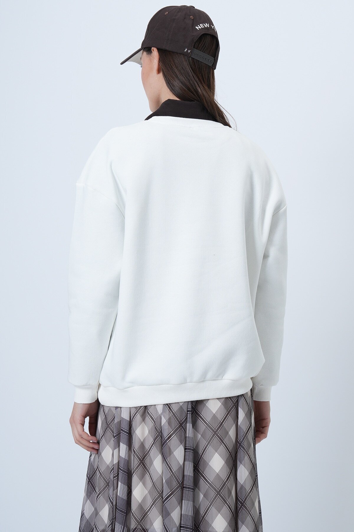 Baskılı Bisiklet Yaka 3 İplik Sweatshirt