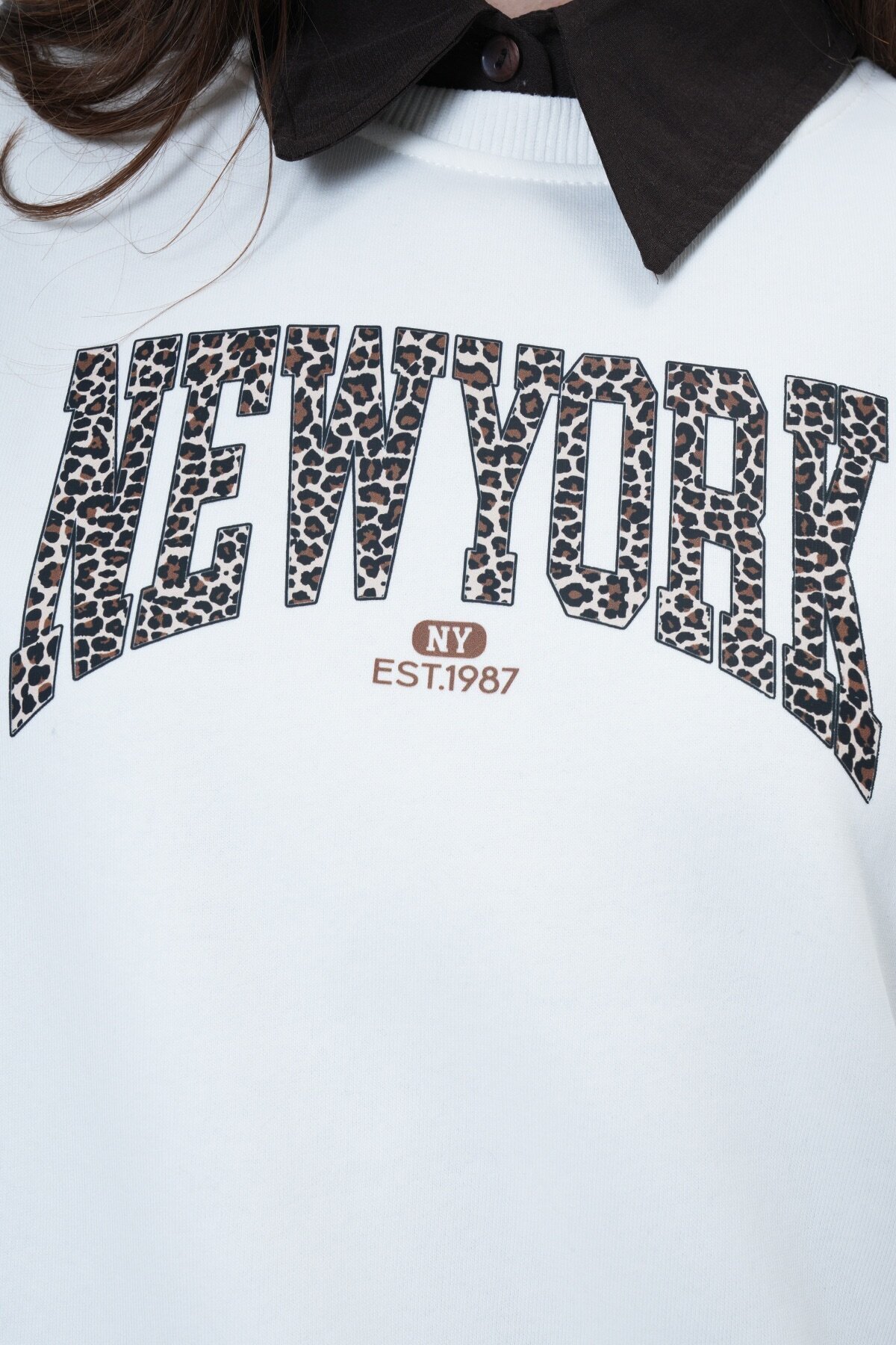 Baskılı Bisiklet Yaka 3 İplik Sweatshirt