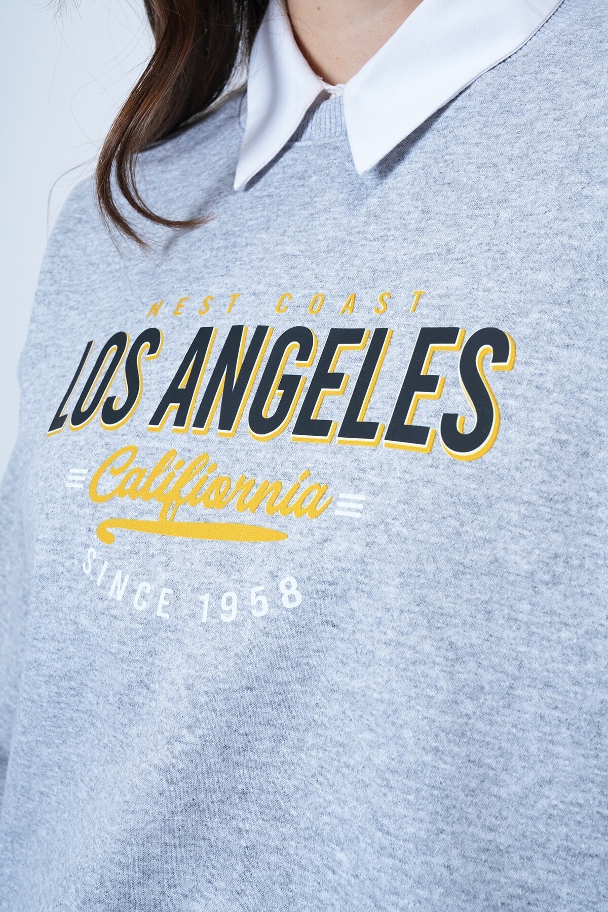 Baskılı Bisiklet Yaka Oversize Sweatshirt