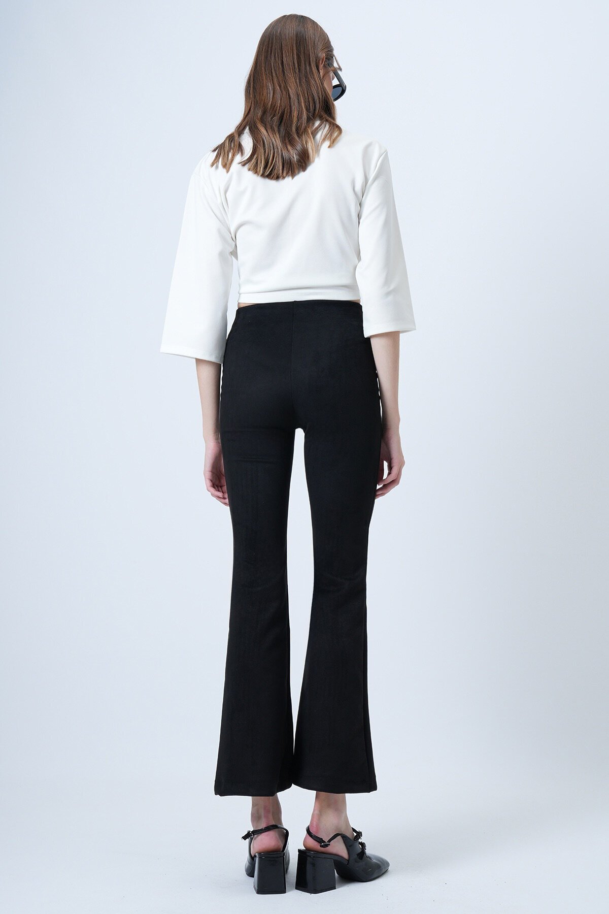 Beli Lastikli İspanyol Paça Süet Pantolon