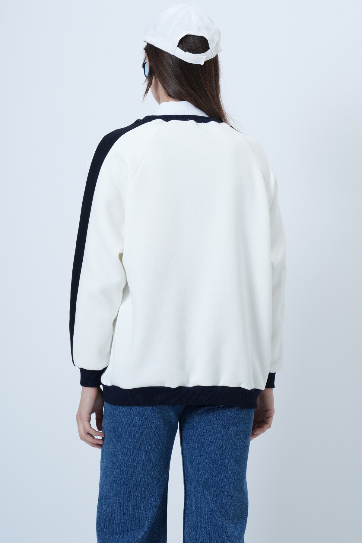 Bisiklet Yaka 3 İplik Oversize Baskılı Sweatshirt