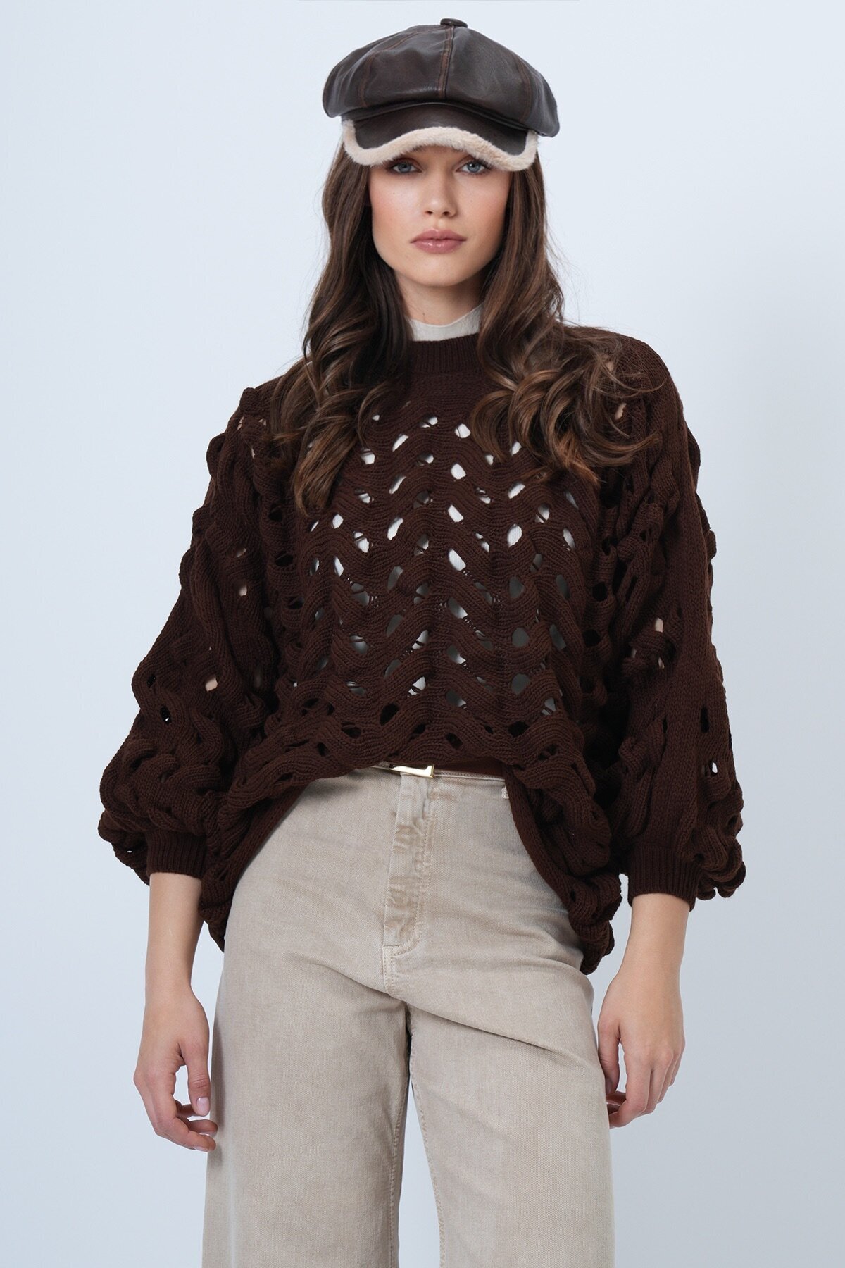 Bisiklet Yaka Ajurlu Triko Kazak