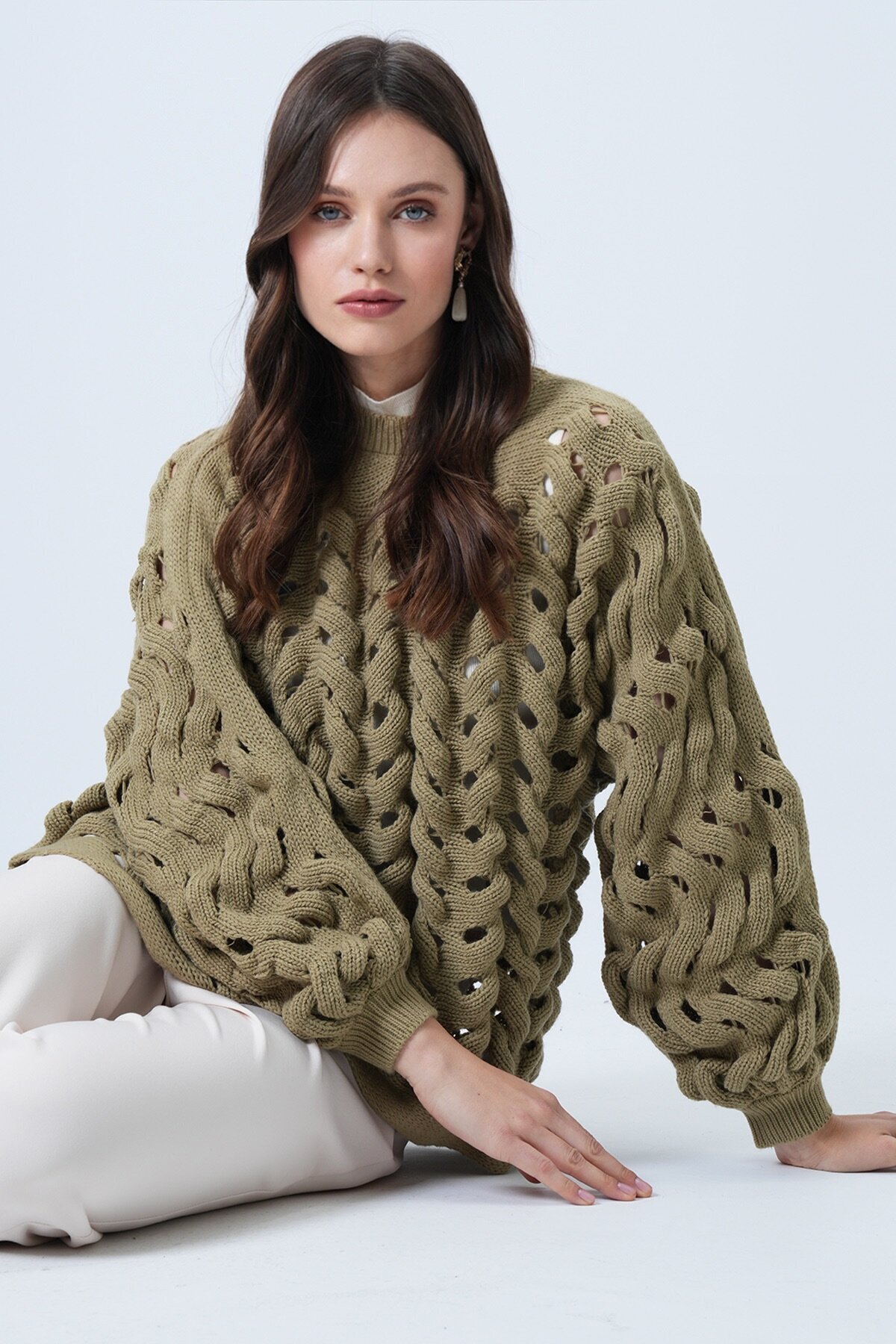 Bisiklet Yaka Ajurlu Triko Kazak