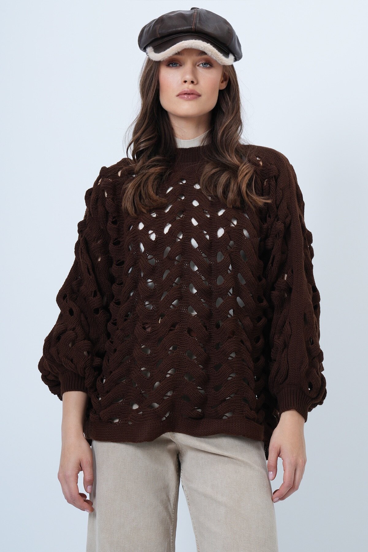 Bisiklet Yaka Ajurlu Triko Kazak