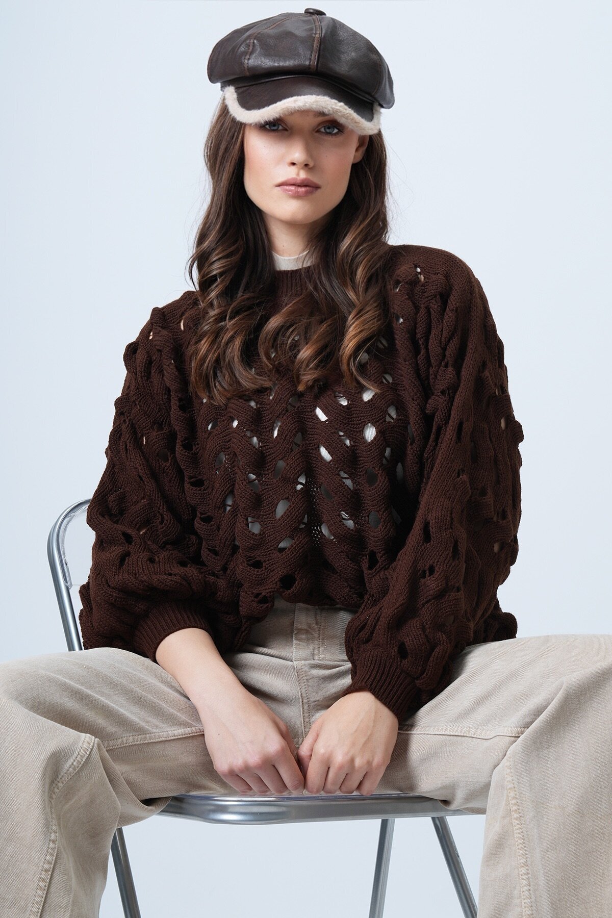 Bisiklet Yaka Ajurlu Triko Kazak