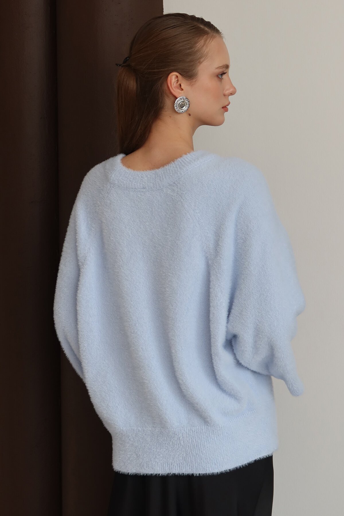 Bisiklet Yaka Geniş Kollu Yumoş Kazak