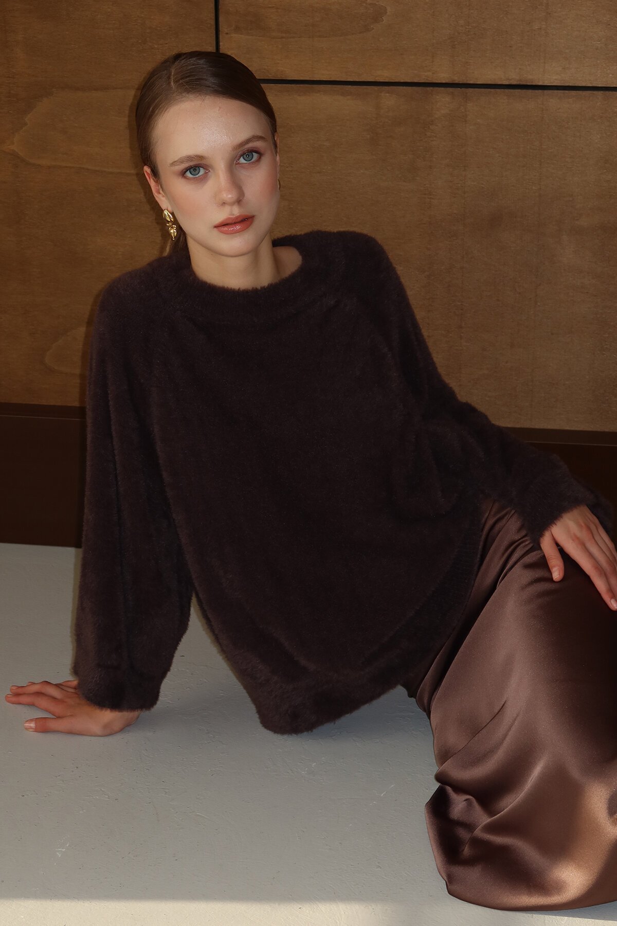 Bisiklet Yaka Geniş Kollu Yumoş Kazak