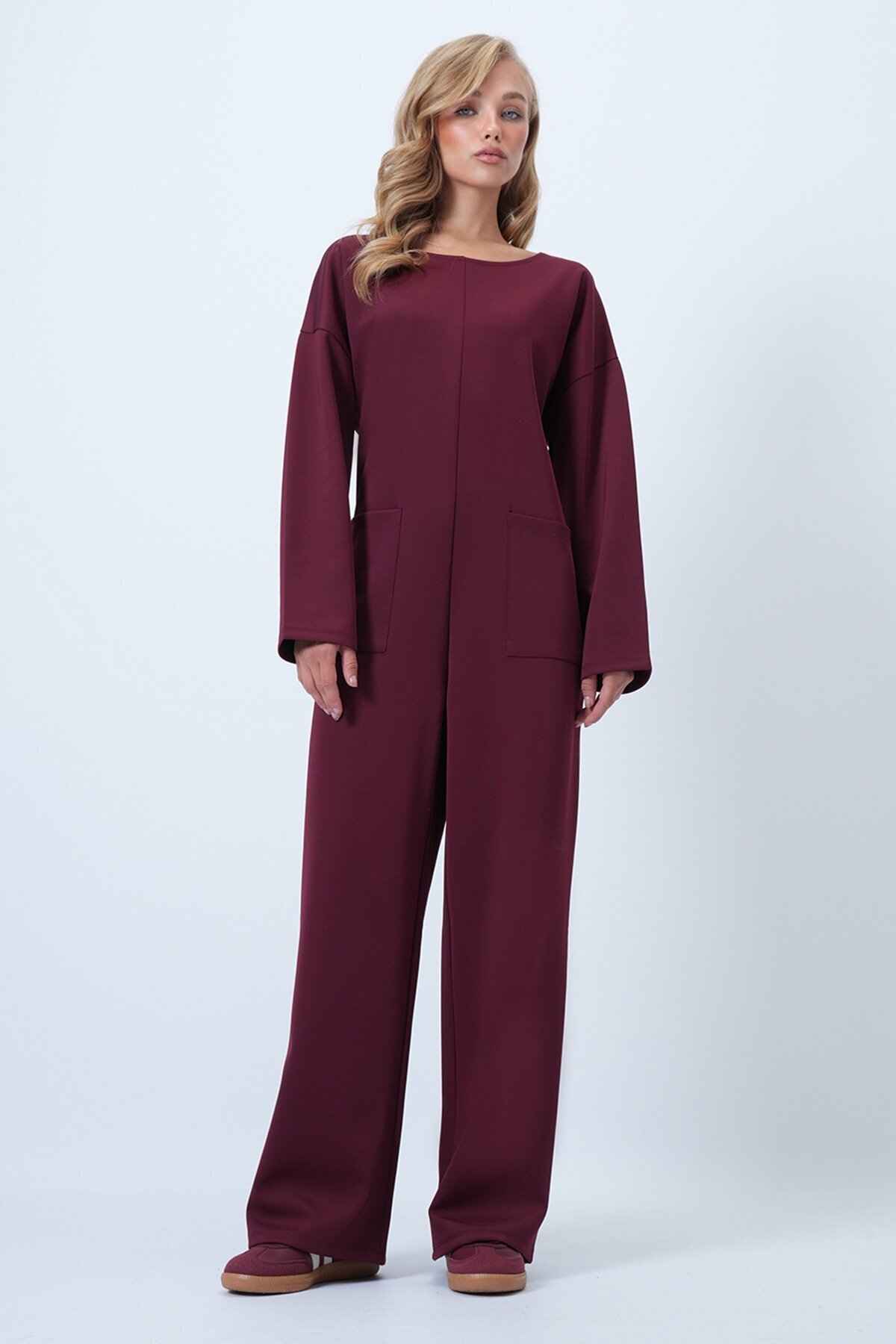 Bisiklet Yaka Sırtı Fermuarlı Rahat Kesim Tulum