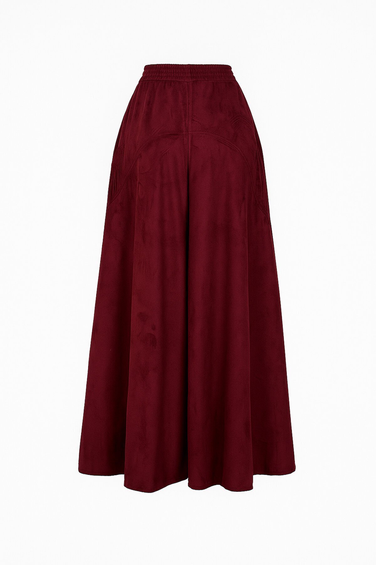 Çift Cepli Beli Lastikli Midi Boy Etek