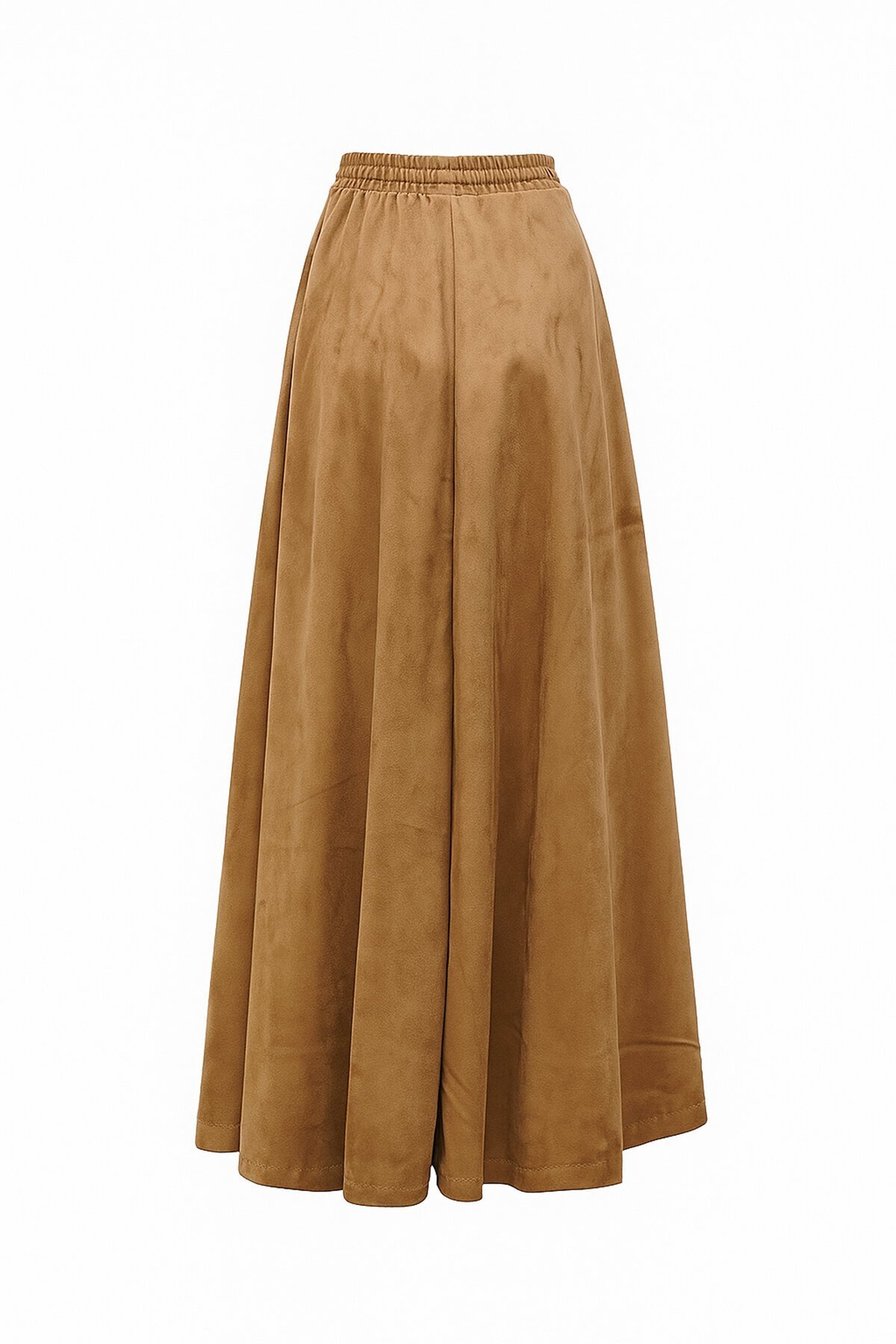 Çift Cepli Beli Lastikli Midi Boy Etek