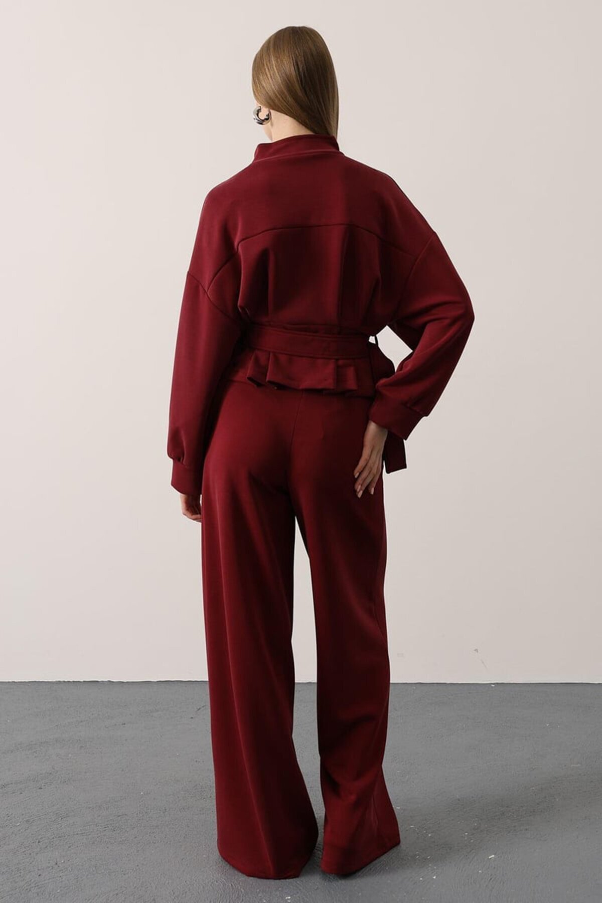 Çift Cepli Beli Lastikli Palazzo Pantolon