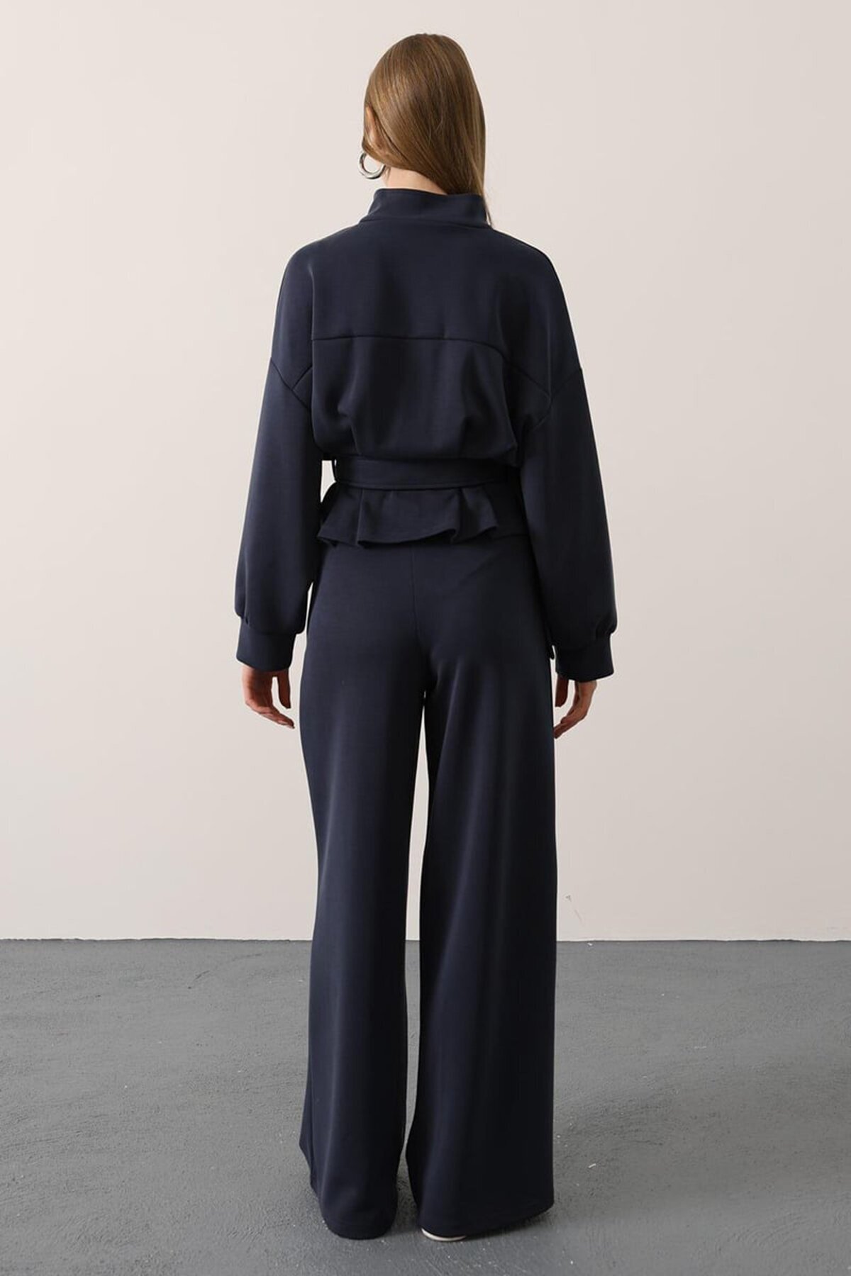 Çift Cepli Beli Lastikli Palazzo Pantolon