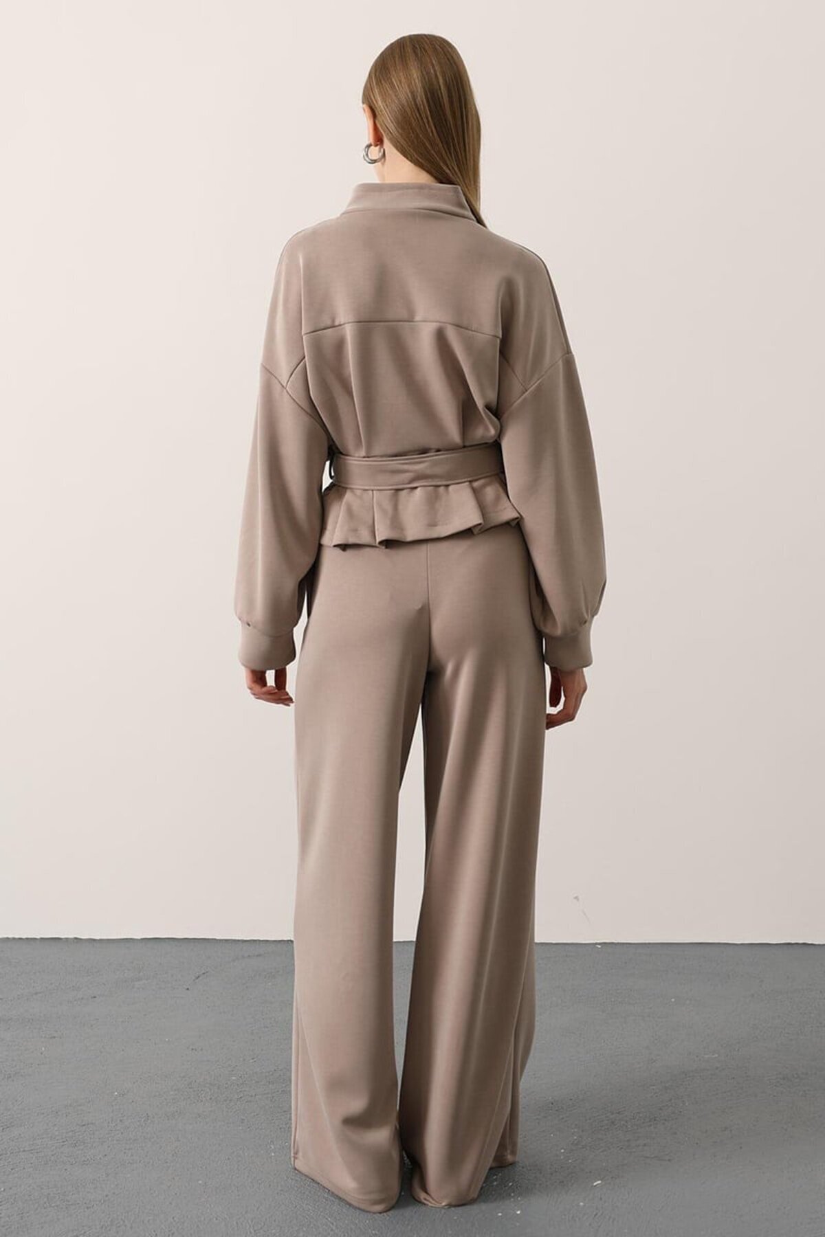 Çift Cepli Beli Lastikli Palazzo Pantolon