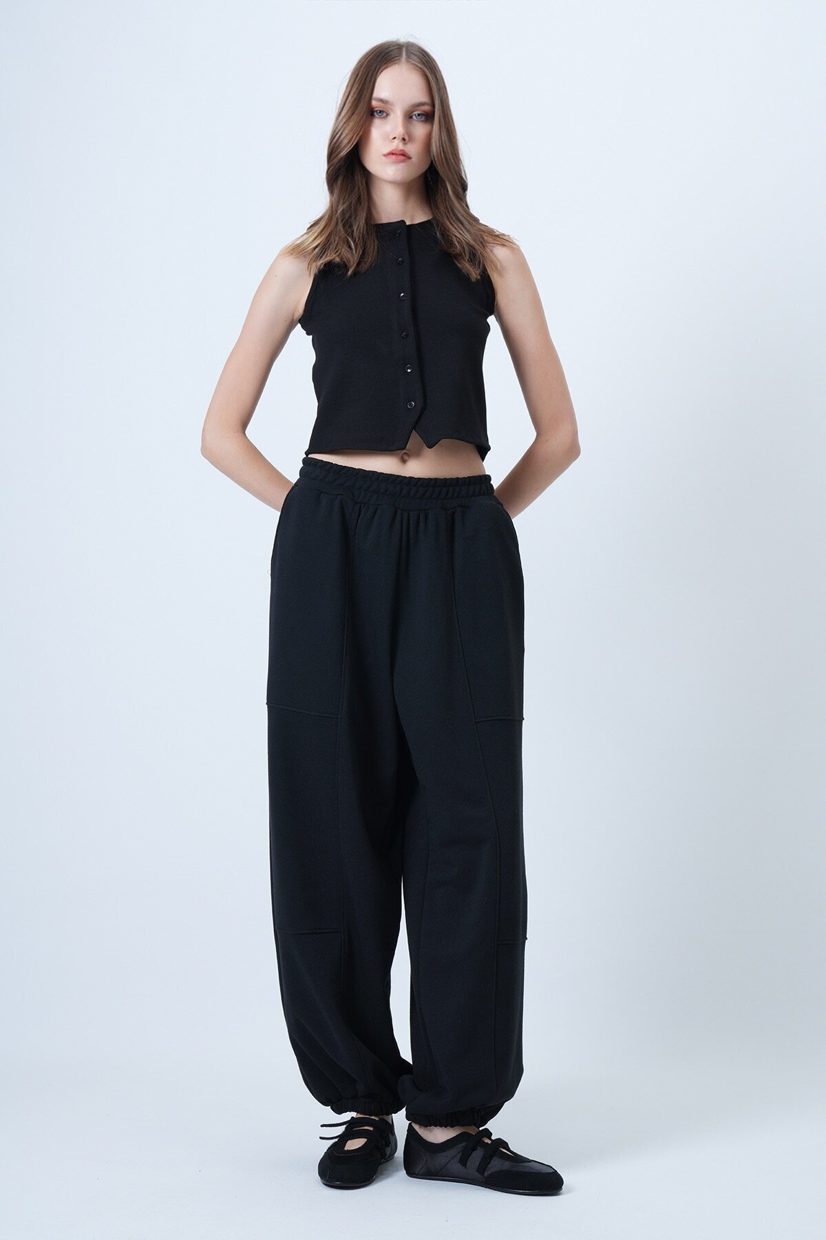 Çift Cepli Dikiş Detaylı Jogger Pantolon