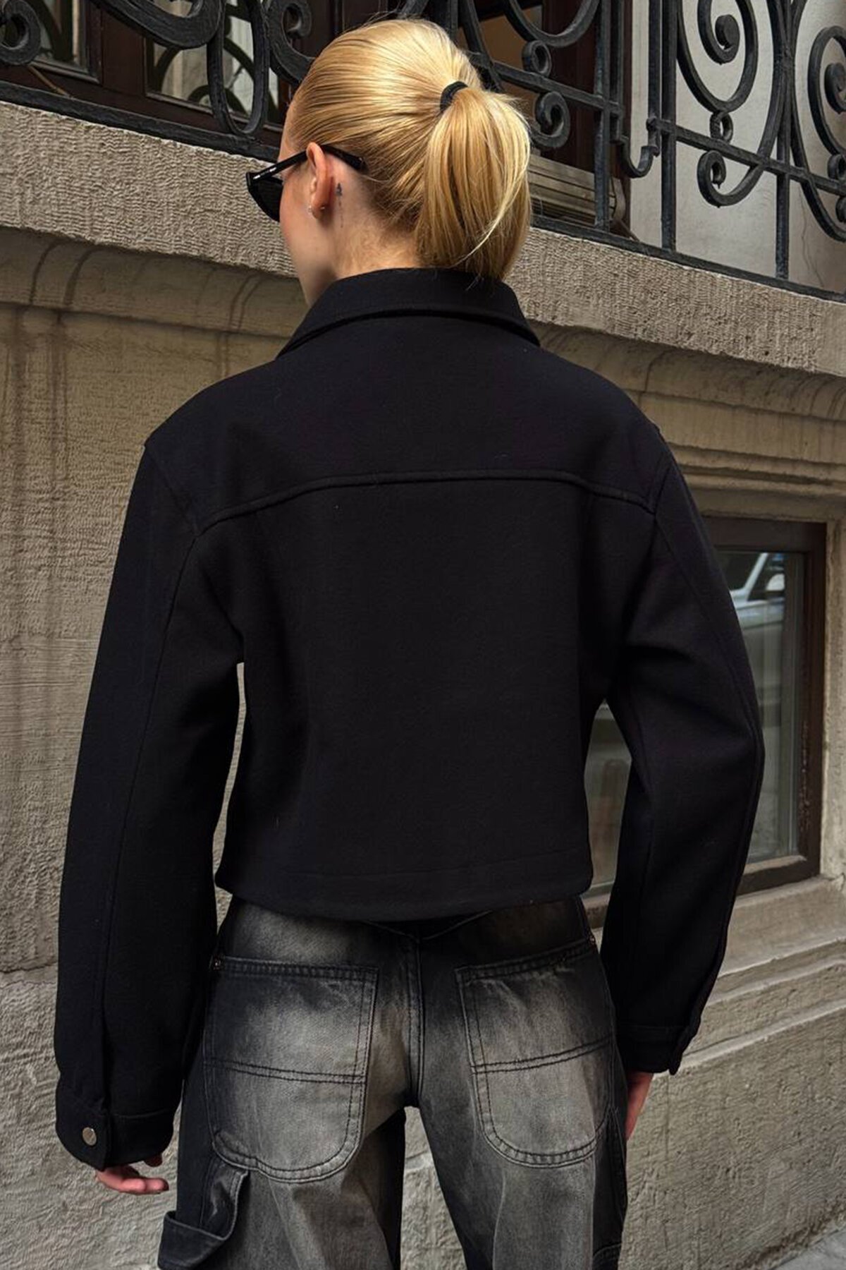 Çift Kapak Cepli Fermuar Kapamalı Astarlı Kaşe Ceket