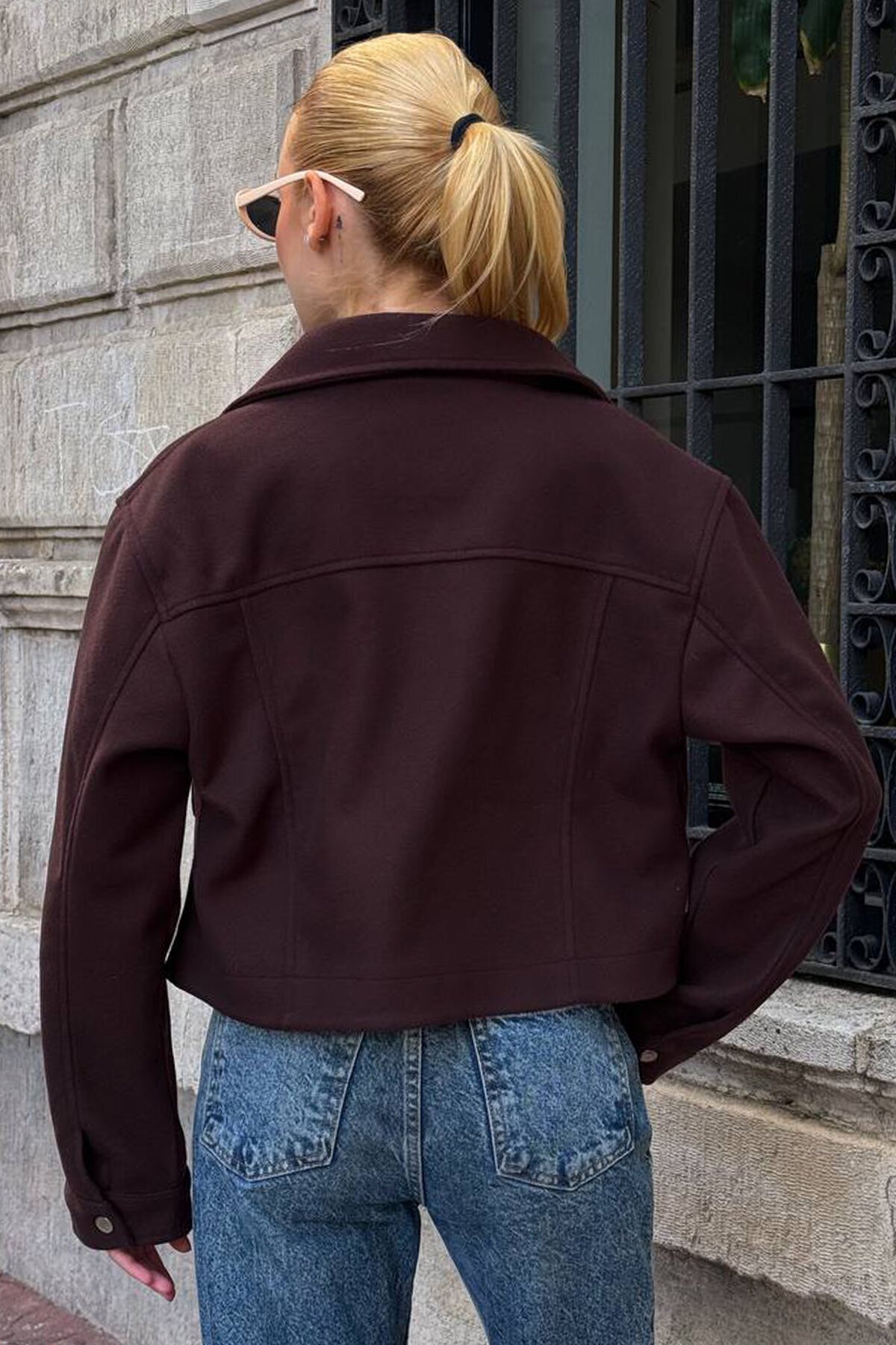 Çift Kapak Cepli Fermuar Kapamalı Astarlı Kaşe Ceket