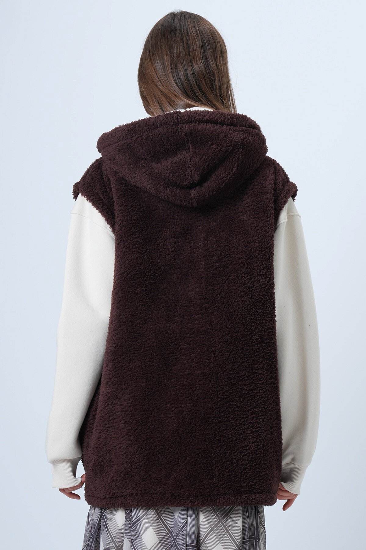 Çift Cepli Fermuar Kapamalı Peluş Yelek