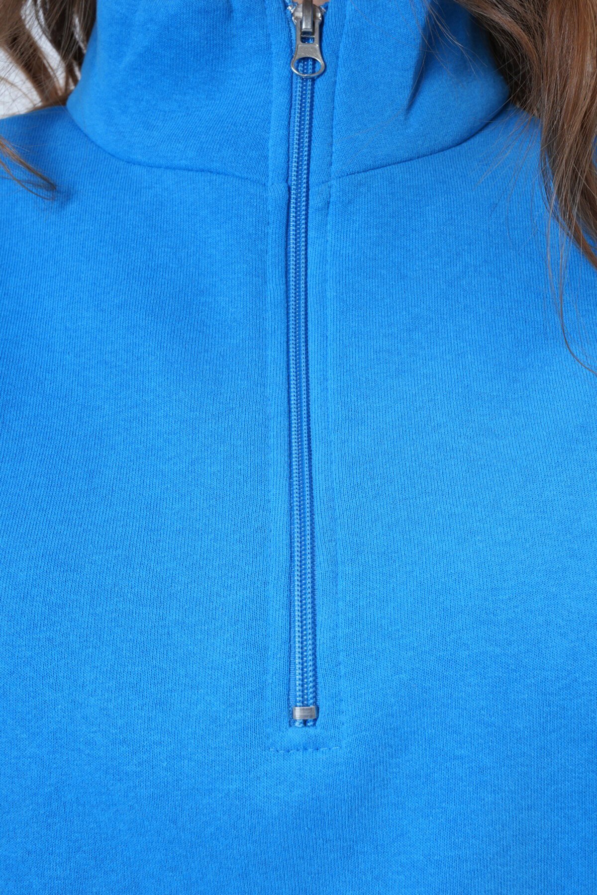 Dik Yaka Fermuarlı Sweat Elbise