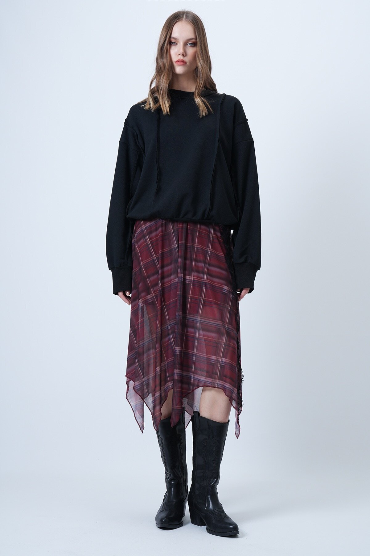 Dikiş Detaylı Oversize Tasarım Sweatshırt